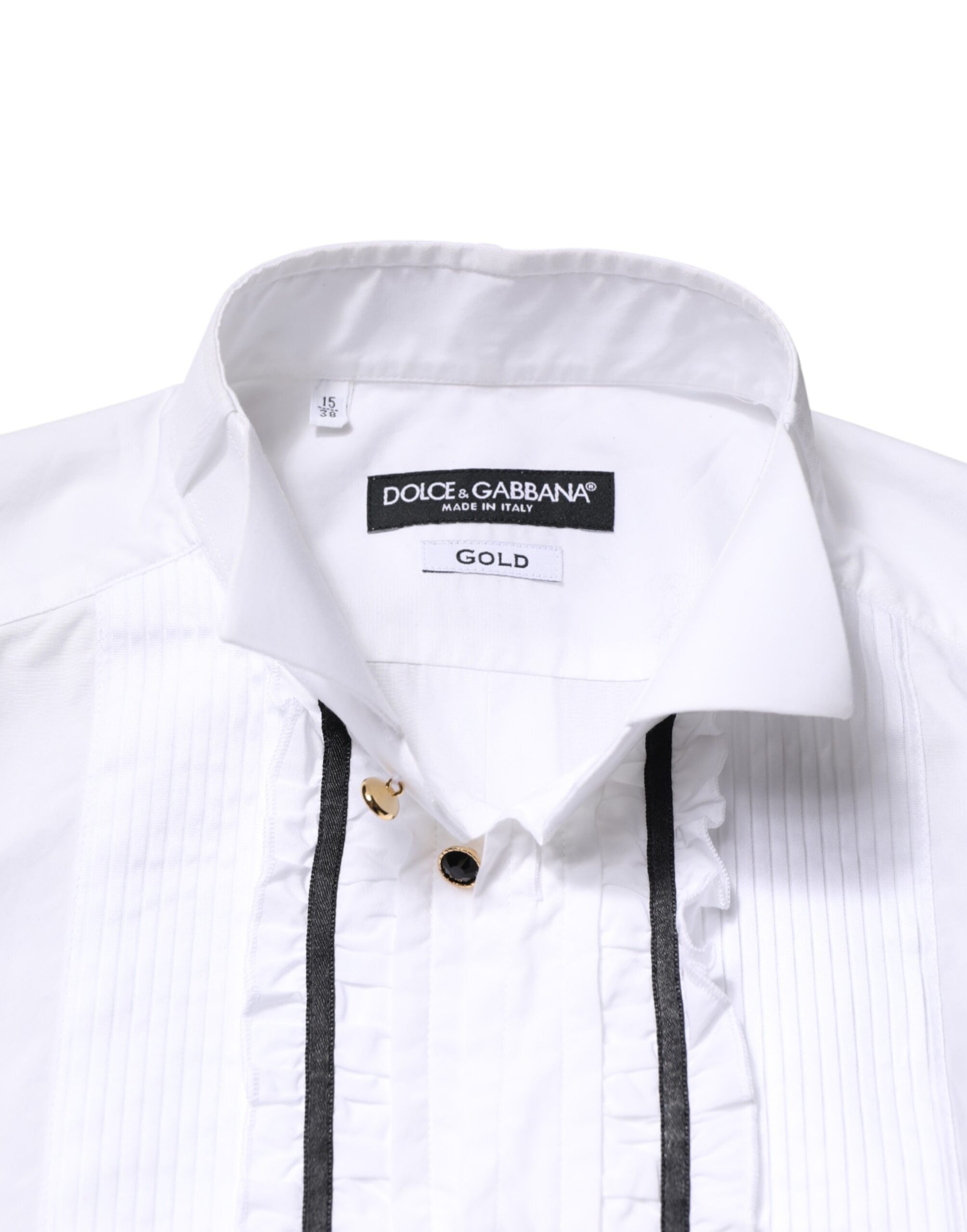 Dolce & Gabbana White GOLD Long Sleeves Formal Dress Men's Shirt (Pre-Owned)