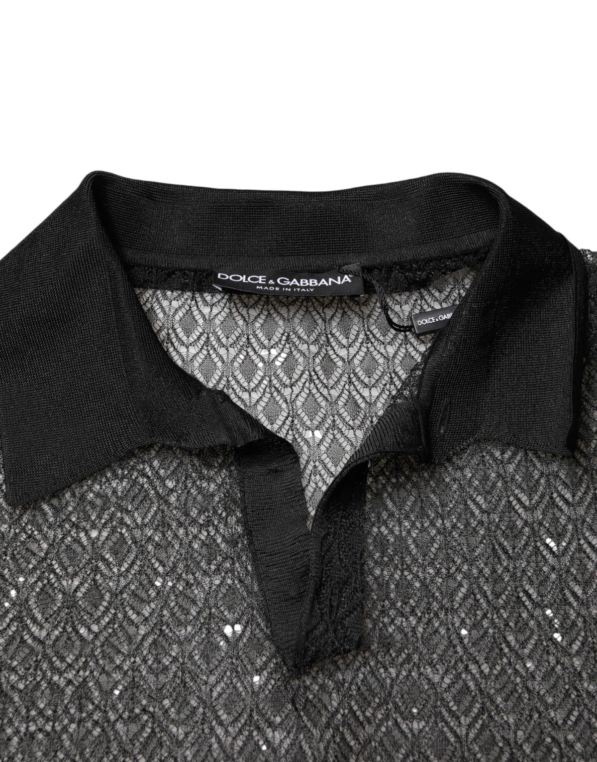 Dolce & Gabbana Black Sheer Short Sleeves Casual Polo Men's Top
