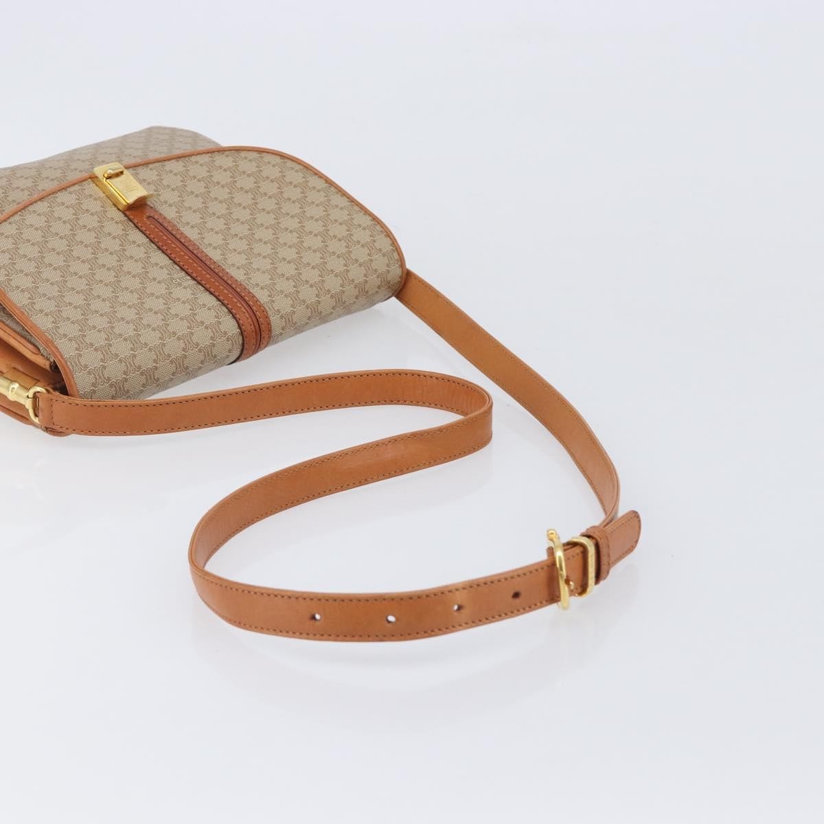 Celine Vintage Macadam Canvas And Leather Beige Canvas Shoulder Bag Bag (Pre-Owned)