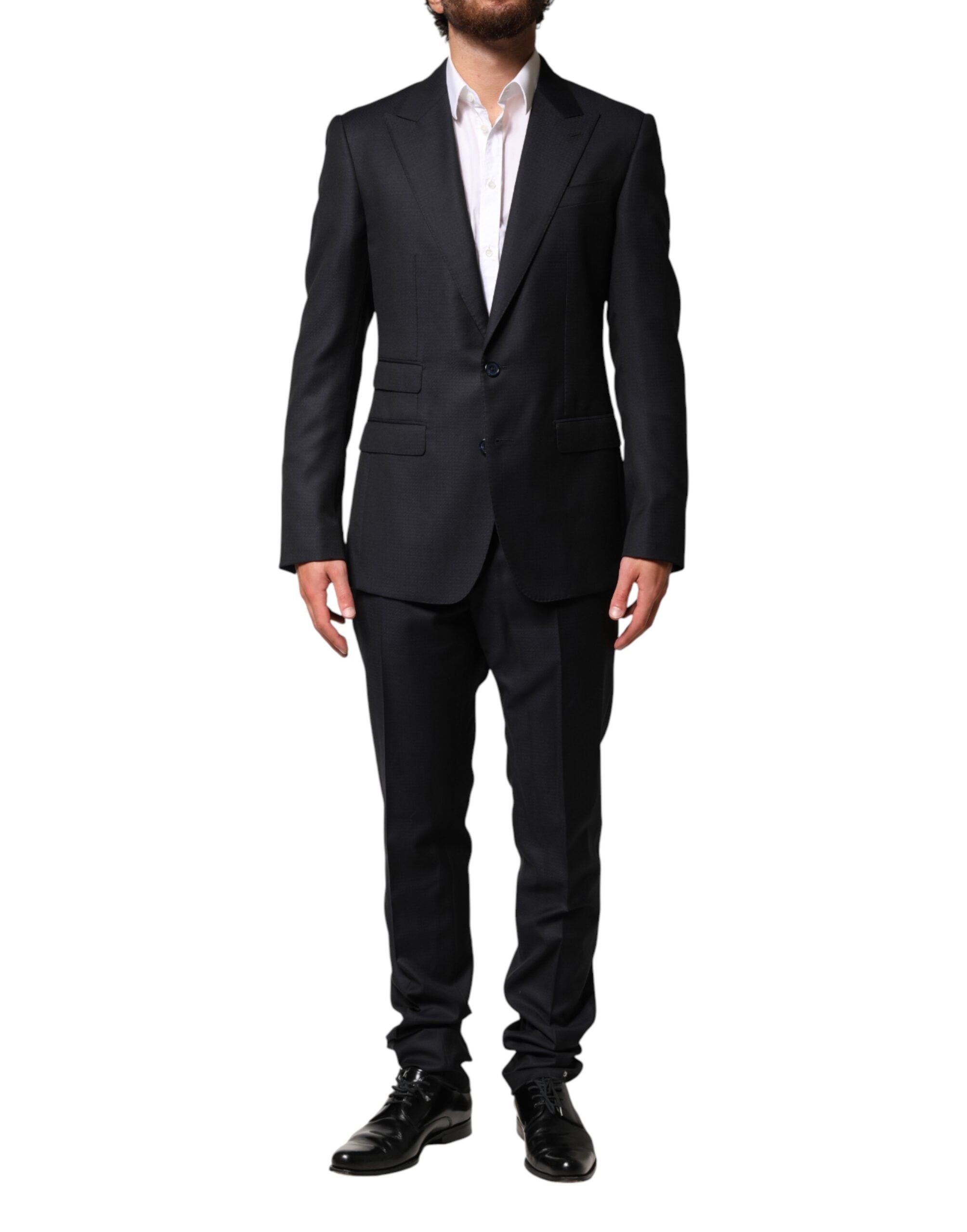 Dolce & Gabbana Dark Blue Wool Single Breasted Men 2 Piece Men's Suit