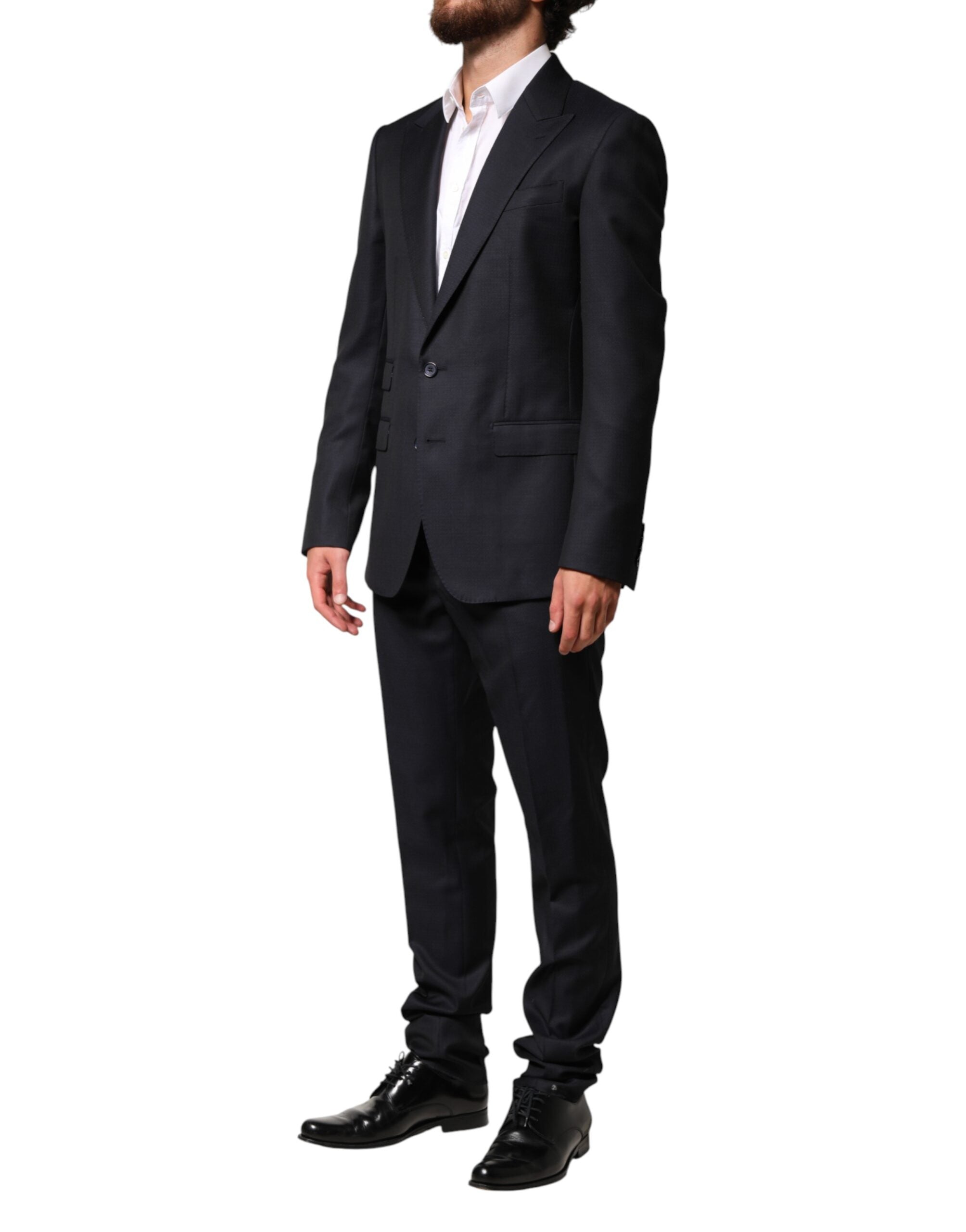 Dolce & Gabbana Dark Blue Wool Single Breasted Men 2 Piece Men's Suit
