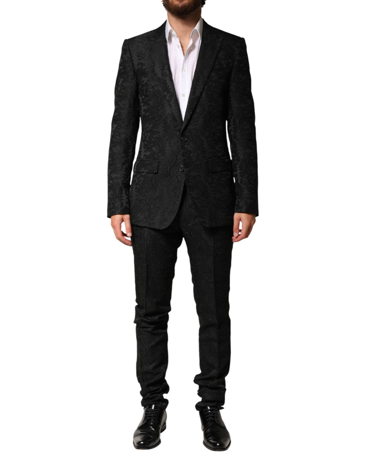 Dolce & Gabbana Black Brocade Single Breasted 2 Piece Men's Suit