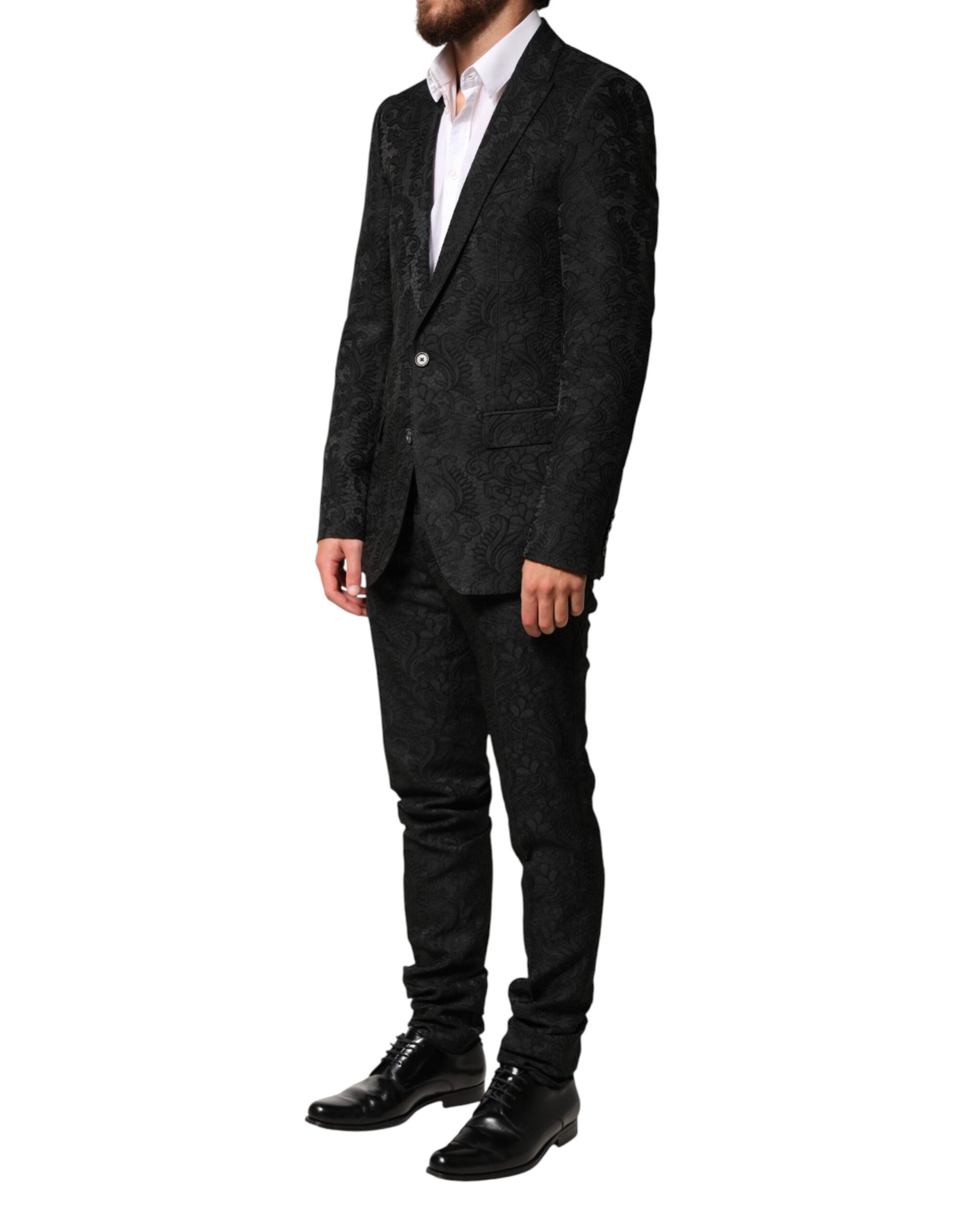 Dolce & Gabbana Black Brocade Single Breasted 2 Piece Men's Suit