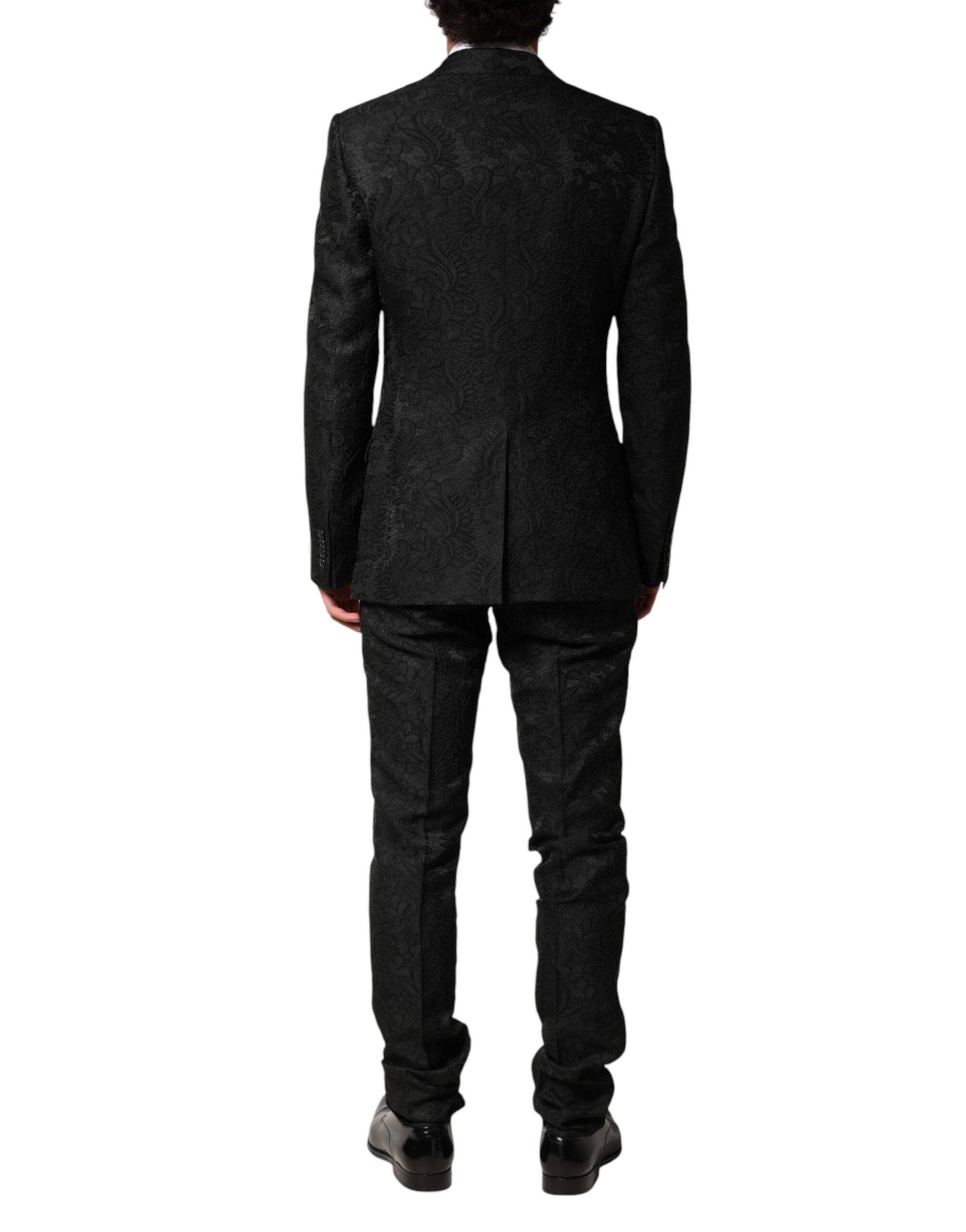 Dolce & Gabbana Black Brocade Single Breasted 2 Piece Men's Suit