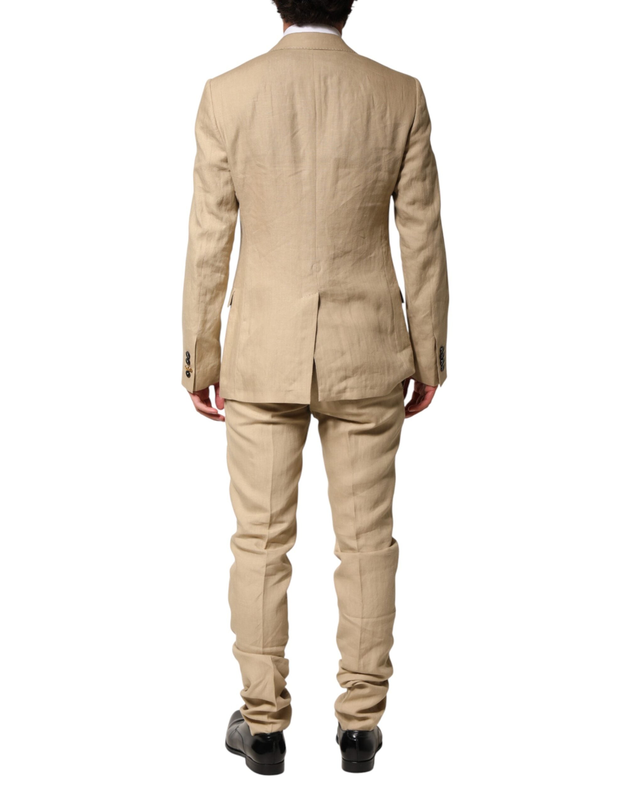 Dolce & Gabbana Beige Linen Single Breasted 2 Piece Men's Suit
