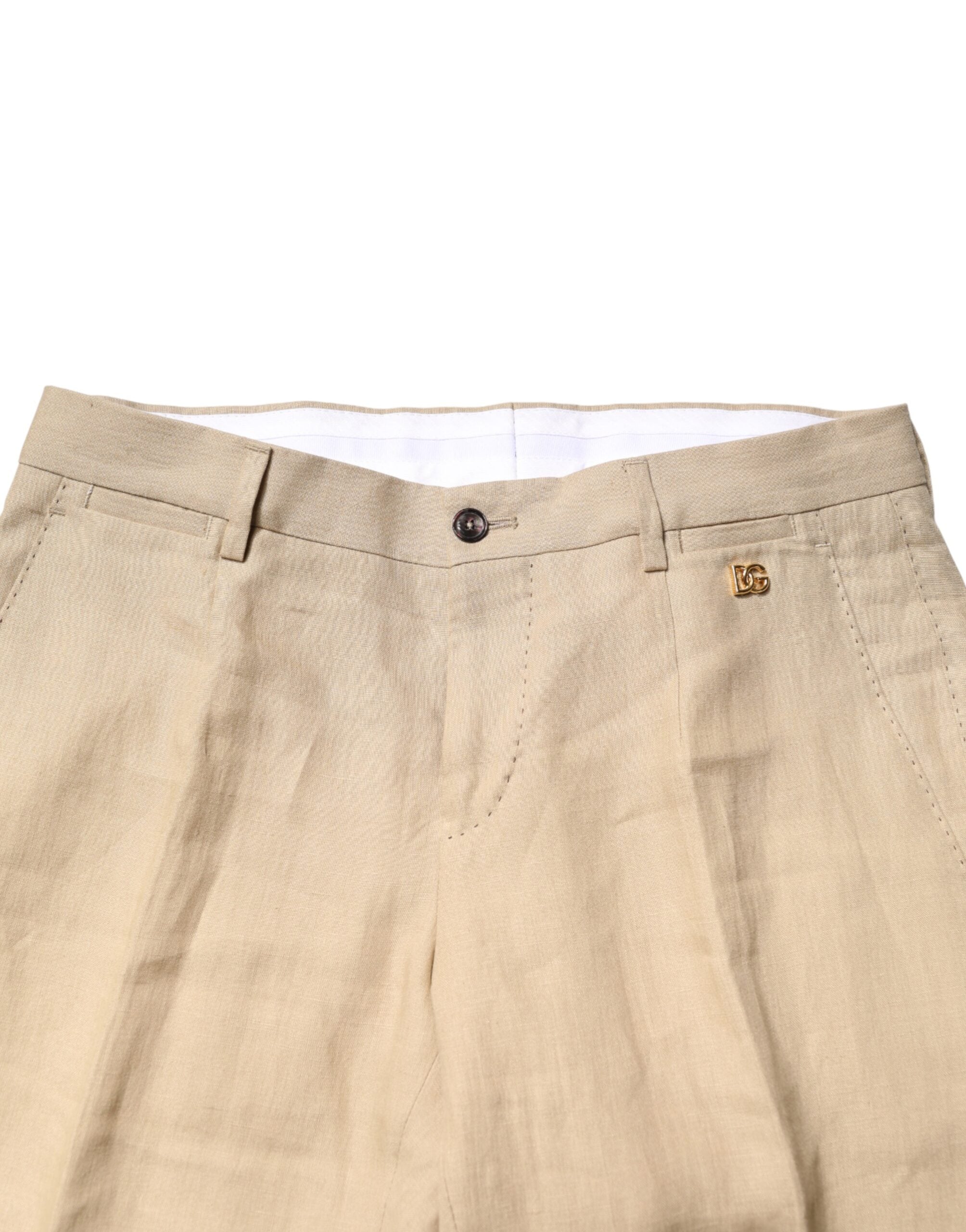 Dolce & Gabbana Beige Linen Single Breasted 2 Piece Men's Suit