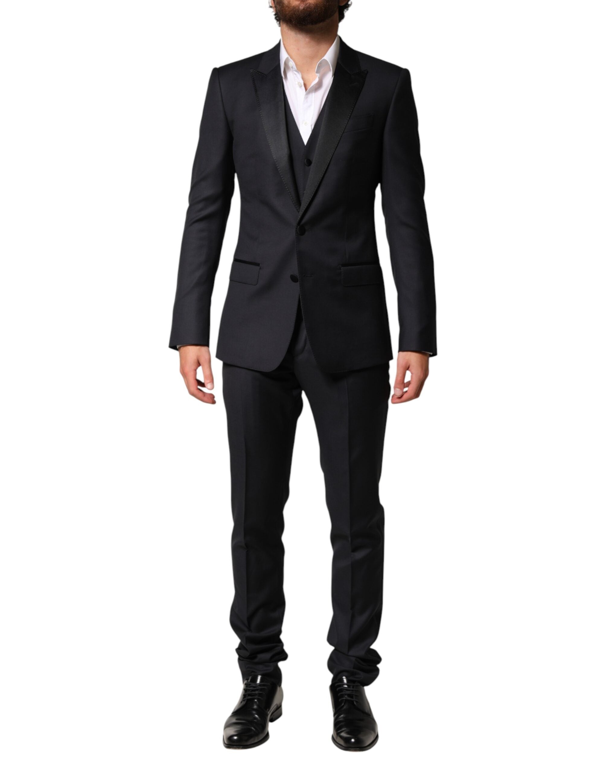 Dolce & Gabbana Blue Wool Single Breasted 3 Piece Men Men's Suit