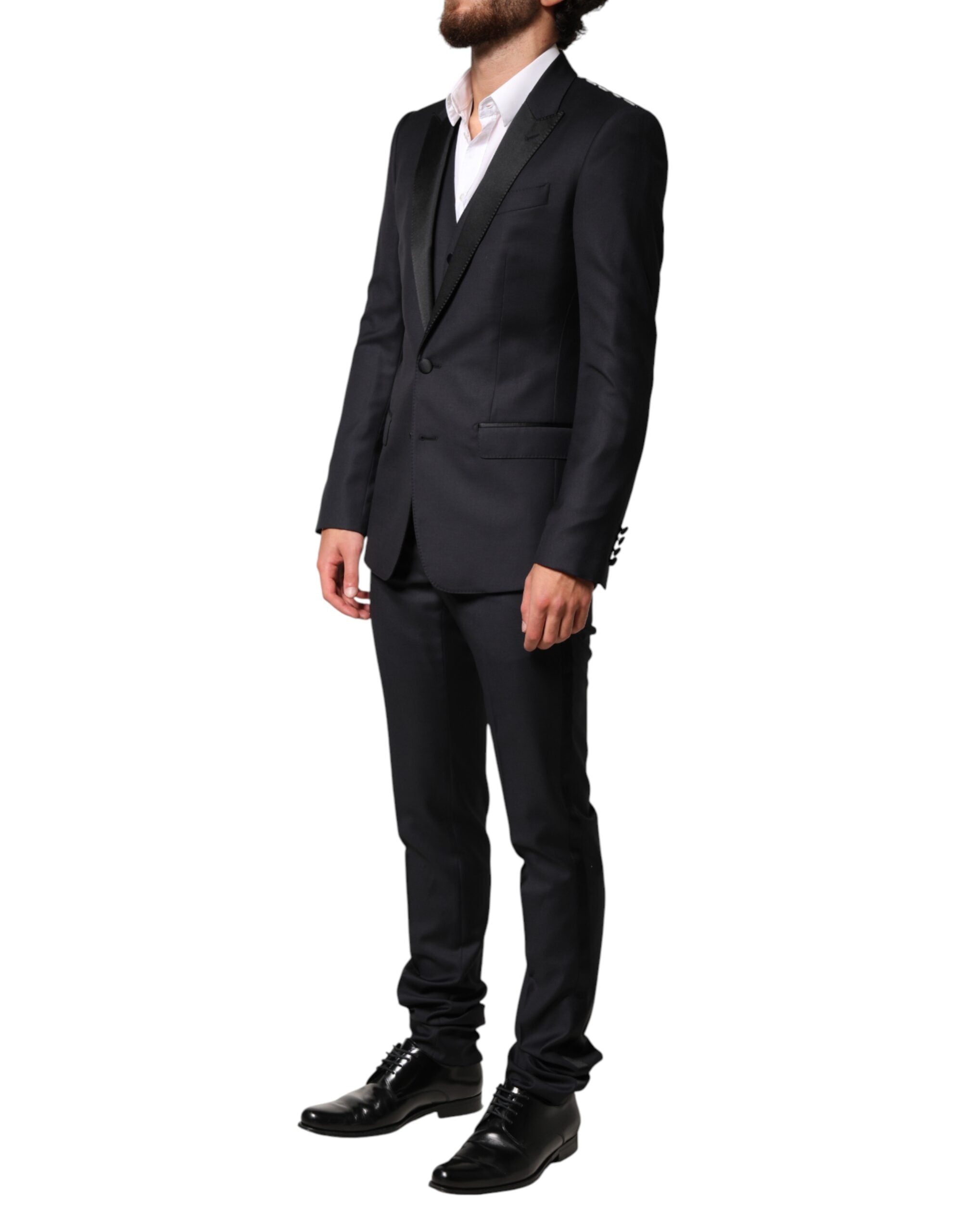 Dolce & Gabbana Blue Wool Single Breasted 3 Piece Men Men's Suit