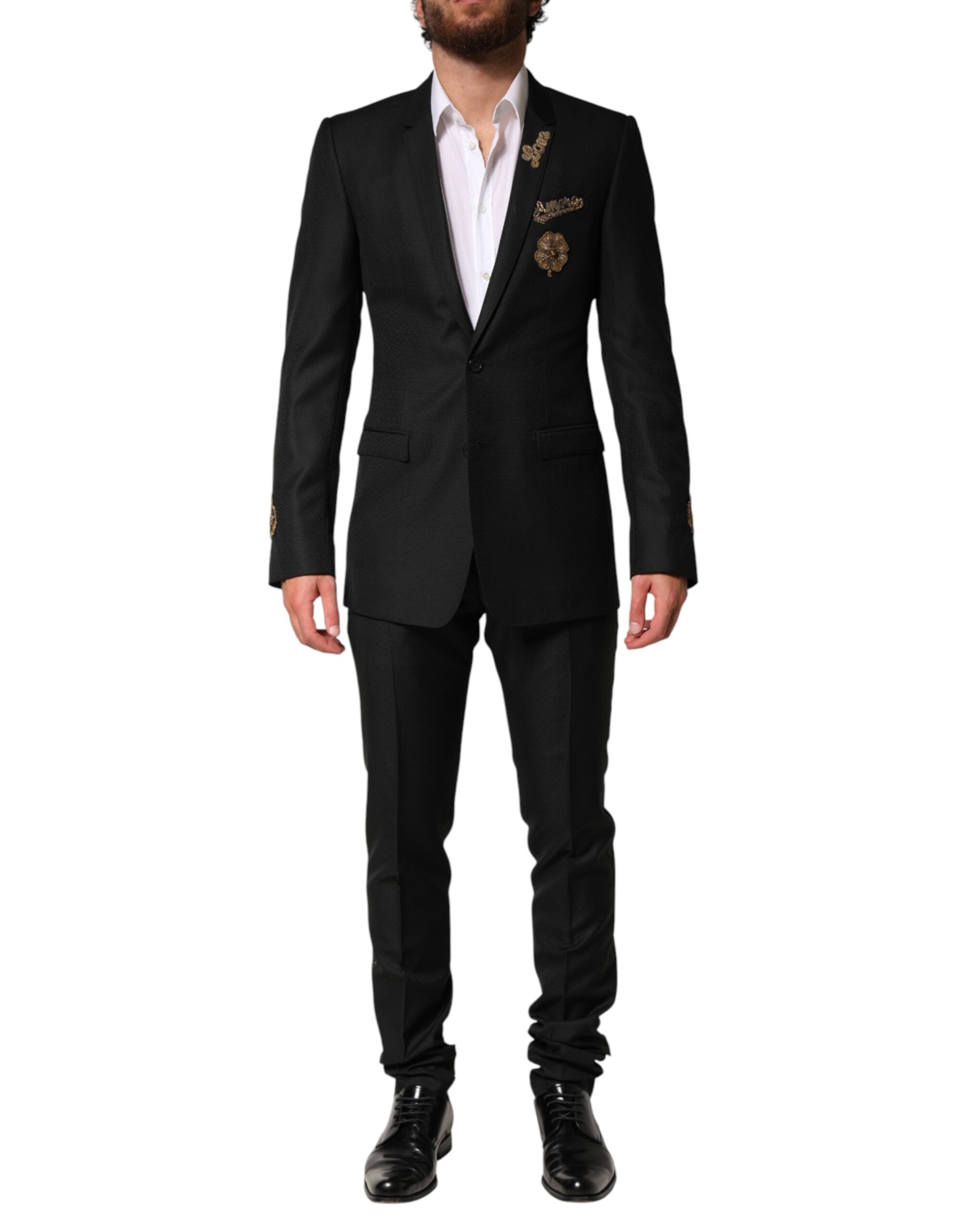 Dolce & Gabbana Black Embellished Single Breasted 2 Pc Men's Suit