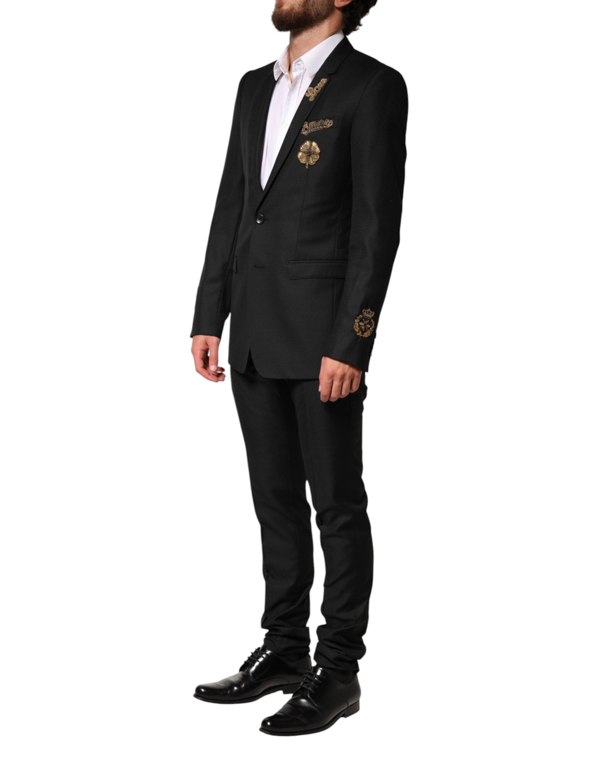 Dolce & Gabbana Black Embellished Single Breasted 2 Pc Men's Suit