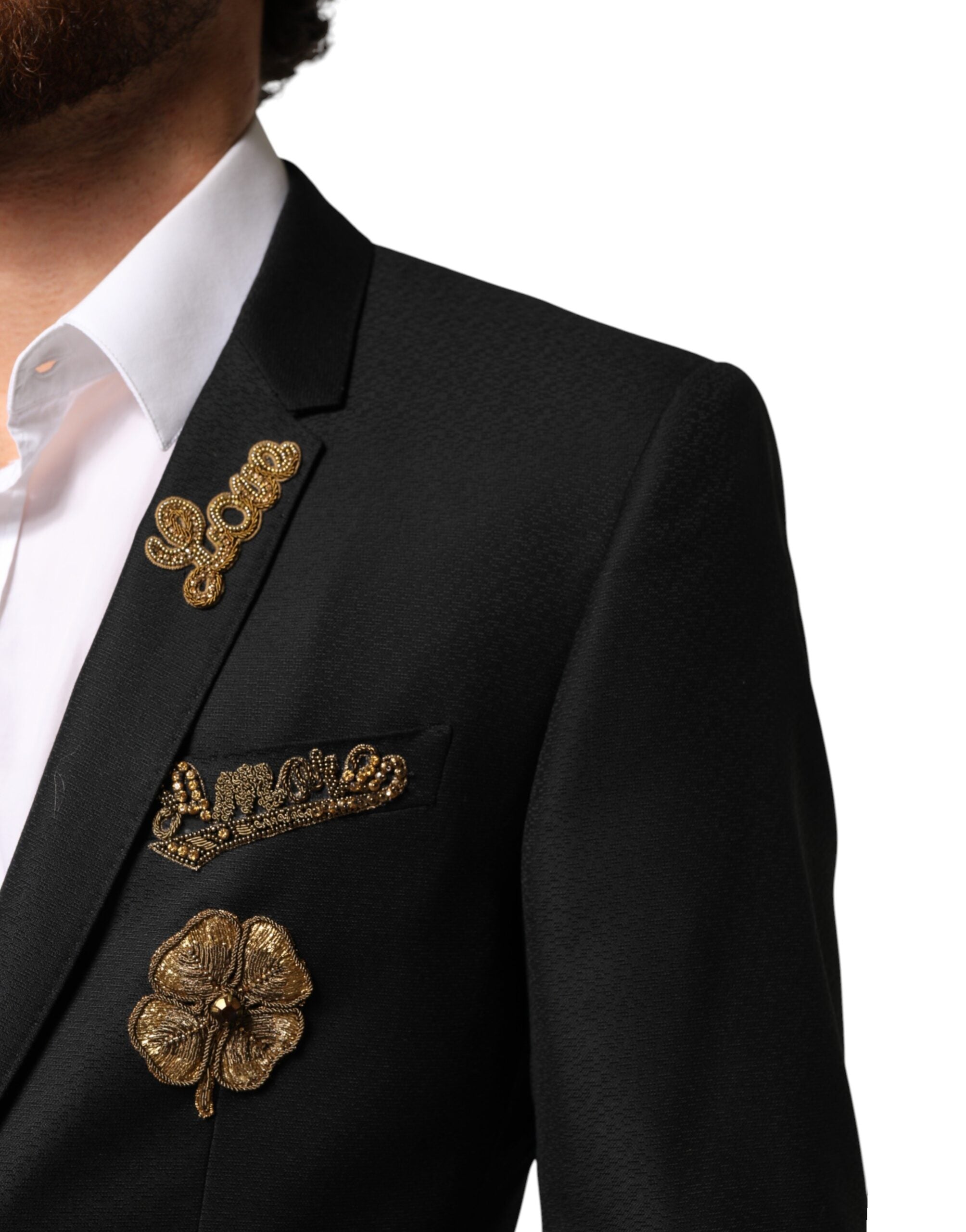 Dolce & Gabbana Black Embellished Single Breasted 2 Pc Men's Suit