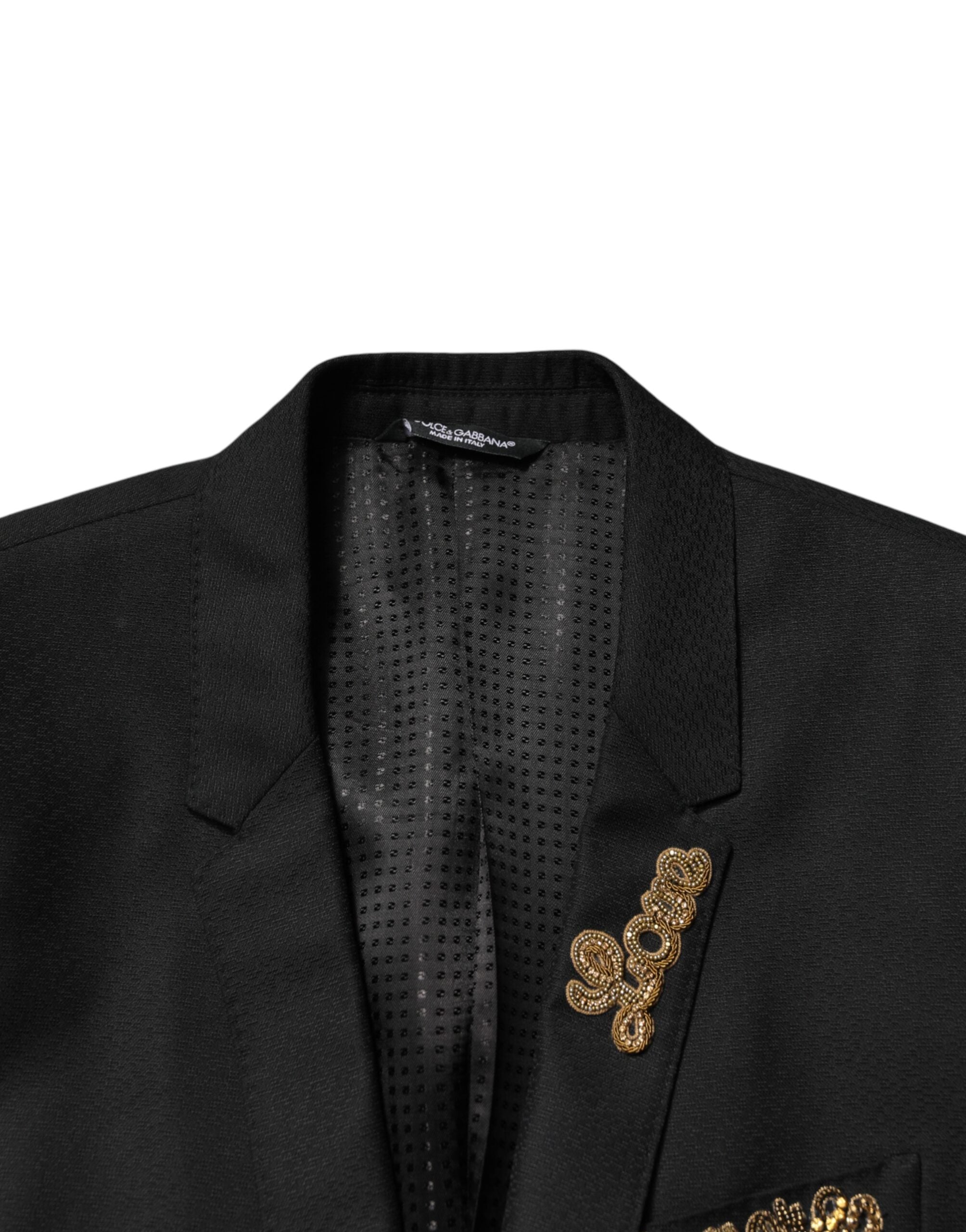 Dolce & Gabbana Black Embellished Single Breasted 2 Pc Men's Suit
