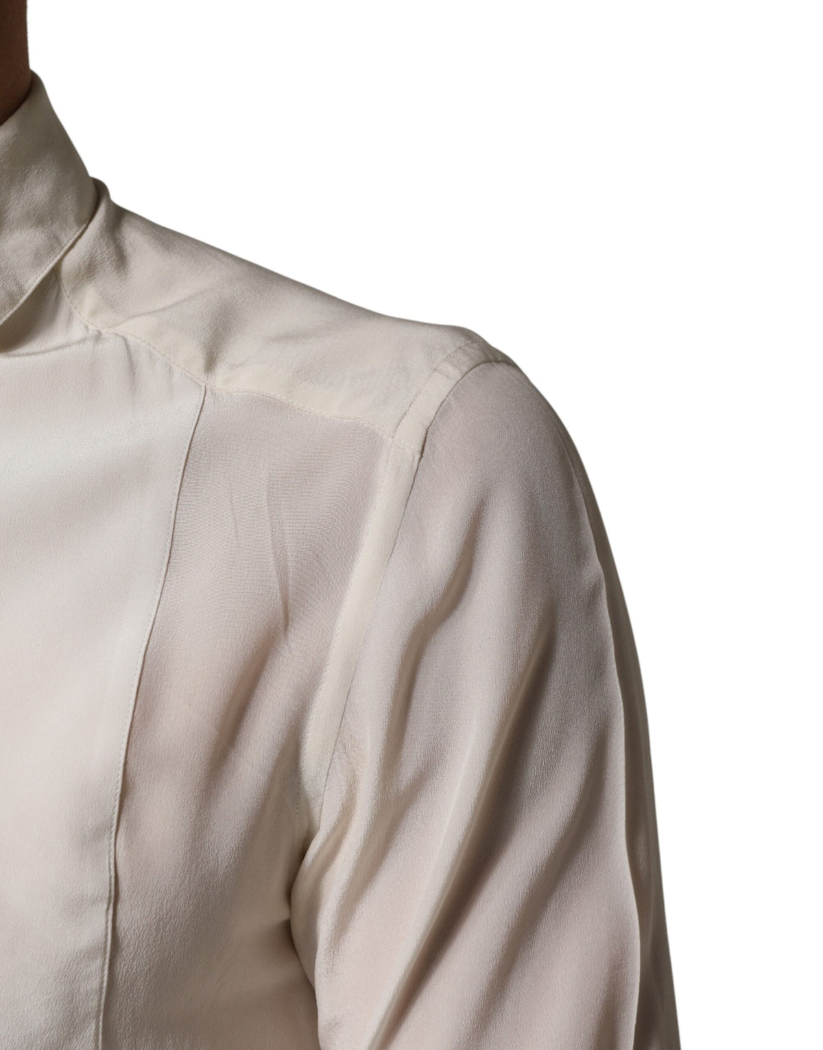 Dolce & Gabbana Off White Silk Men GOLD Dress Formal Men's Shirt (Pre-Owned)