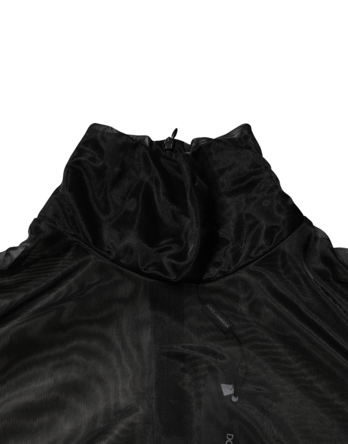 Dolce & Gabbana Black Sheer Long Sleeves Turtleneck Men's Top