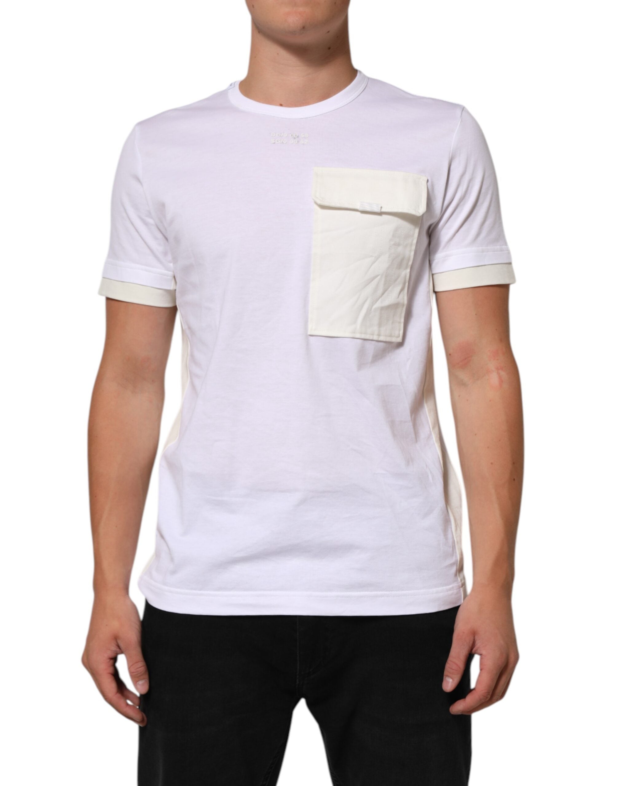 Dolce & Gabbana White Cotton Pocket Short Sleeves Men's T-shirt (Pre-Owned)