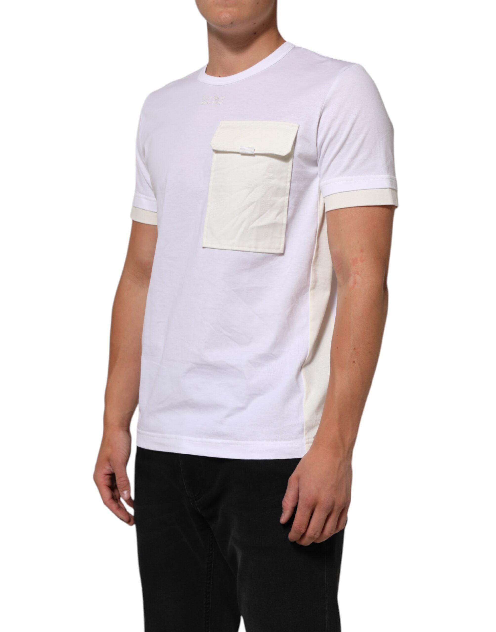 Dolce & Gabbana White Cotton Pocket Short Sleeves Men's T-shirt (Pre-Owned)