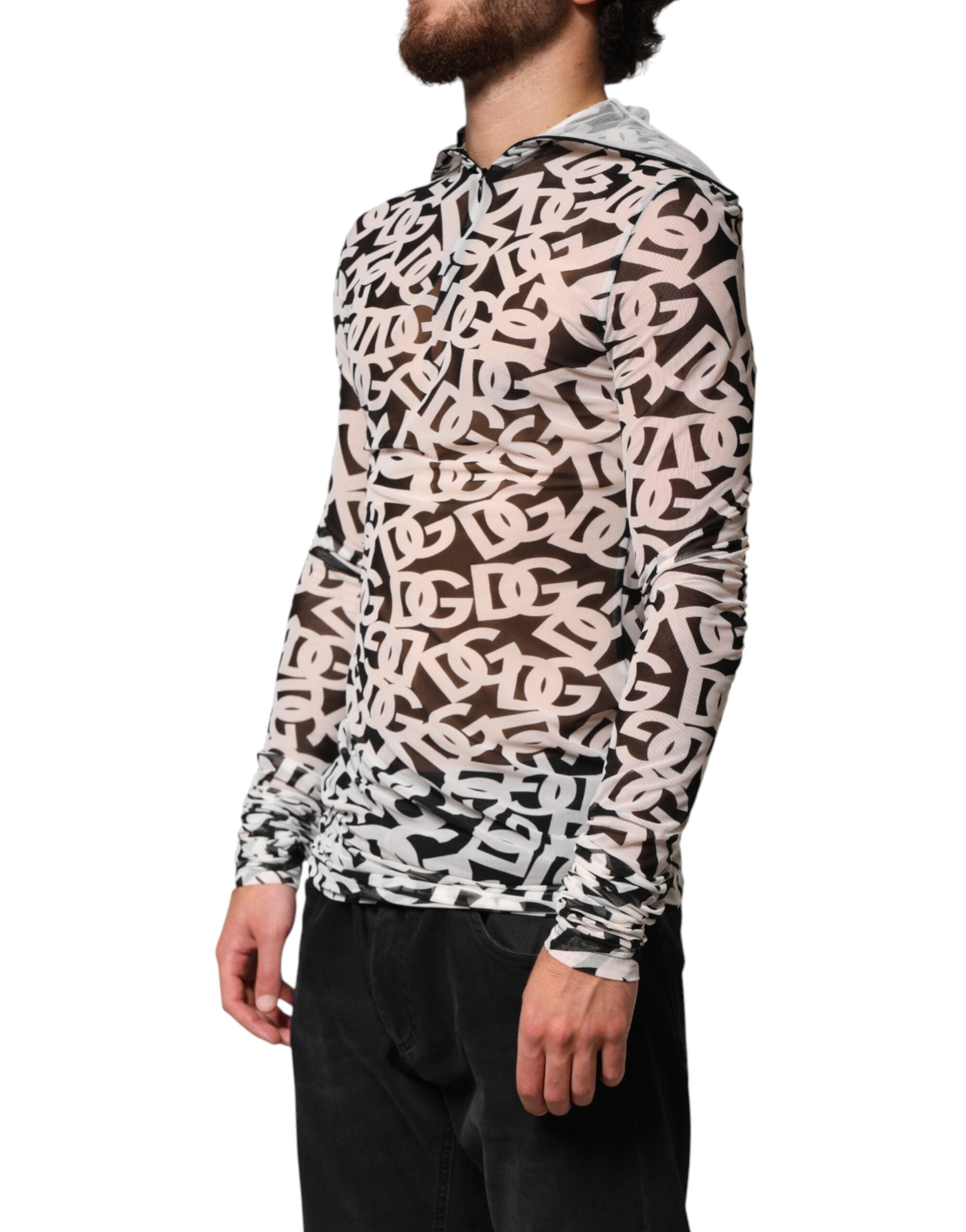 Dolce & Gabbana White DG Logo Long Sleeves Turtleneck Men's Top