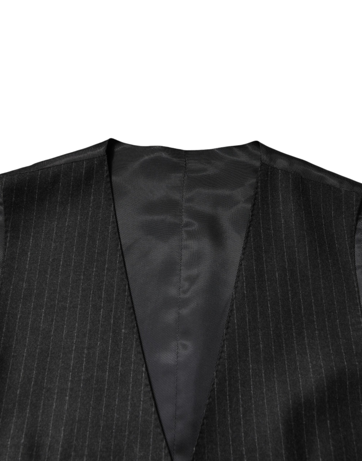 Dolce & Gabbana Black Stripes Wool Dress Men Waistcoat Men's Vest