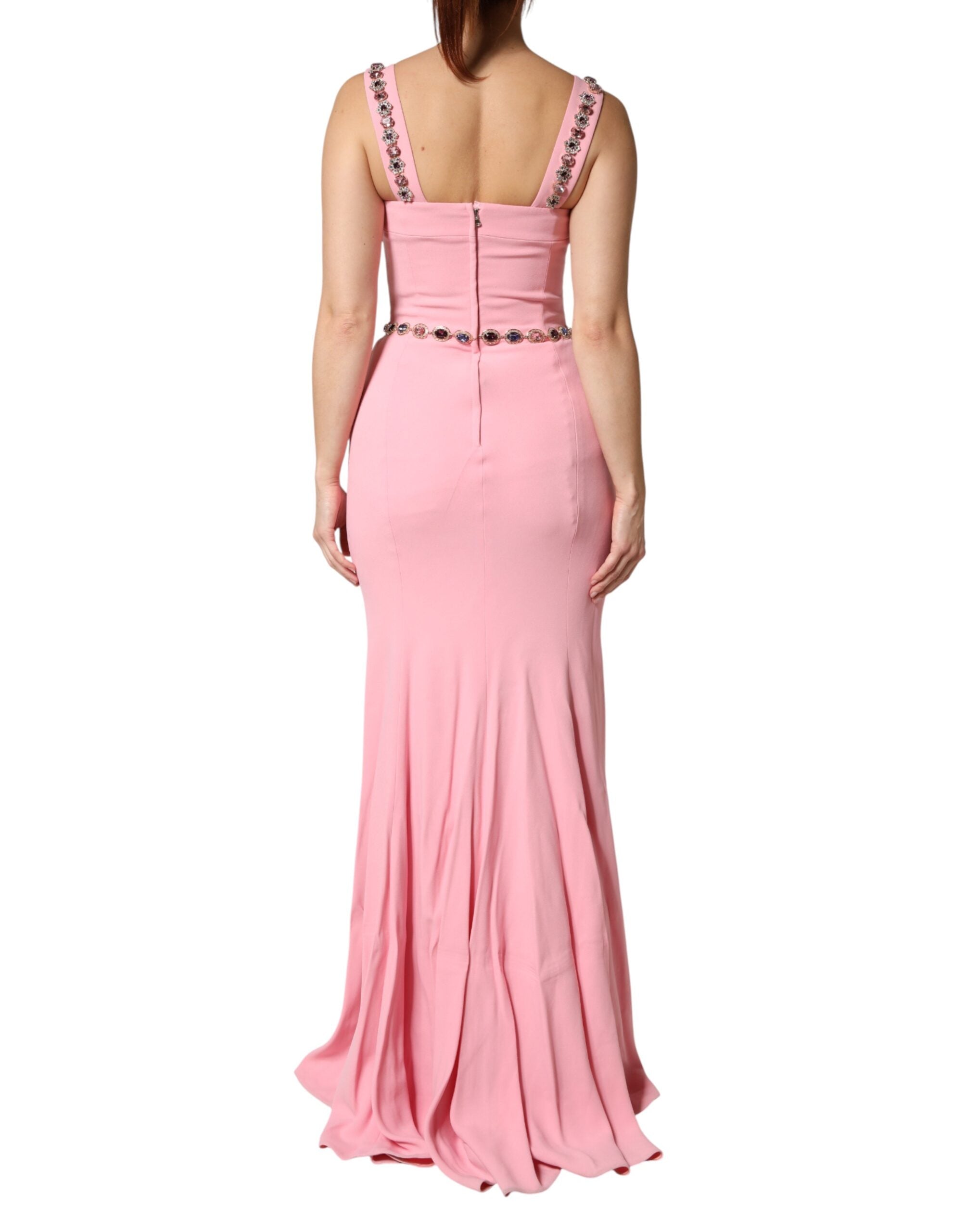 Dolce & Gabbana Pink Crystal Sheath Mermaid LongGown Women's Dress (Pre-Owned)