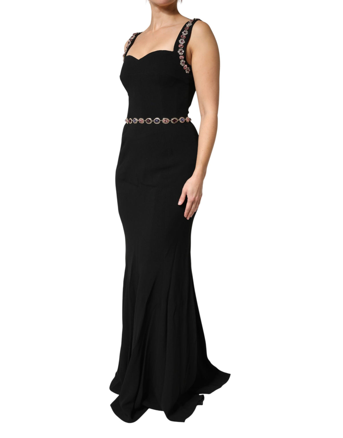 Dolce & Gabbana Black Embellished Sheath MermaidGown Women's Dress