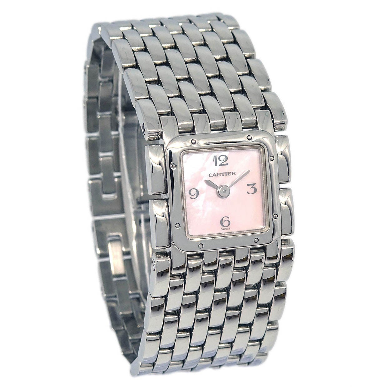 Cartier Panthere Ruban Quartz Stainless Steel And Mother Of Pearl Watch (Pre-Owned)
