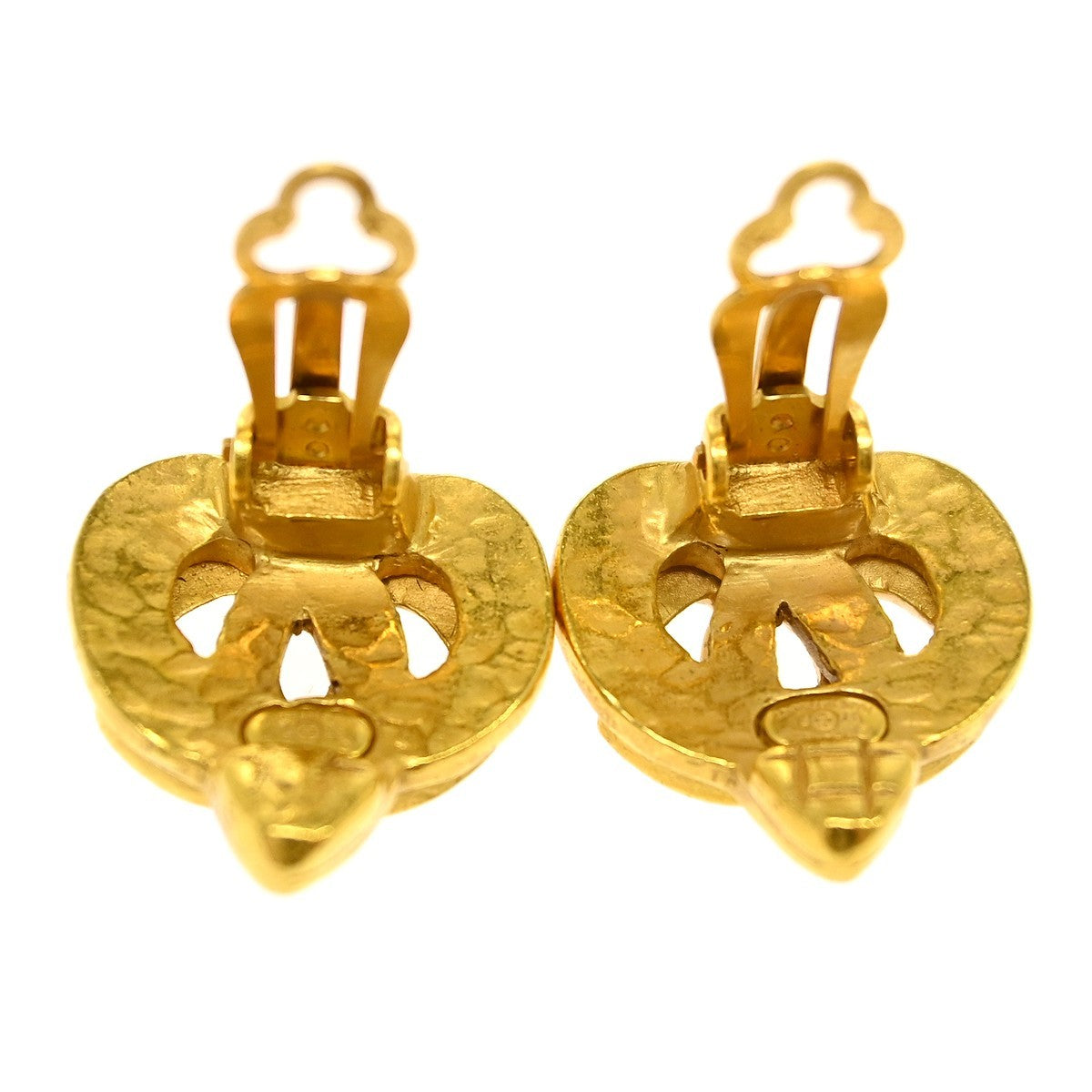 Chanel Vintage Cc Diamond Shape Clips-On Gold-Plated Gold Gold_Plated Earrings Jewelry (Pre-Owned)
