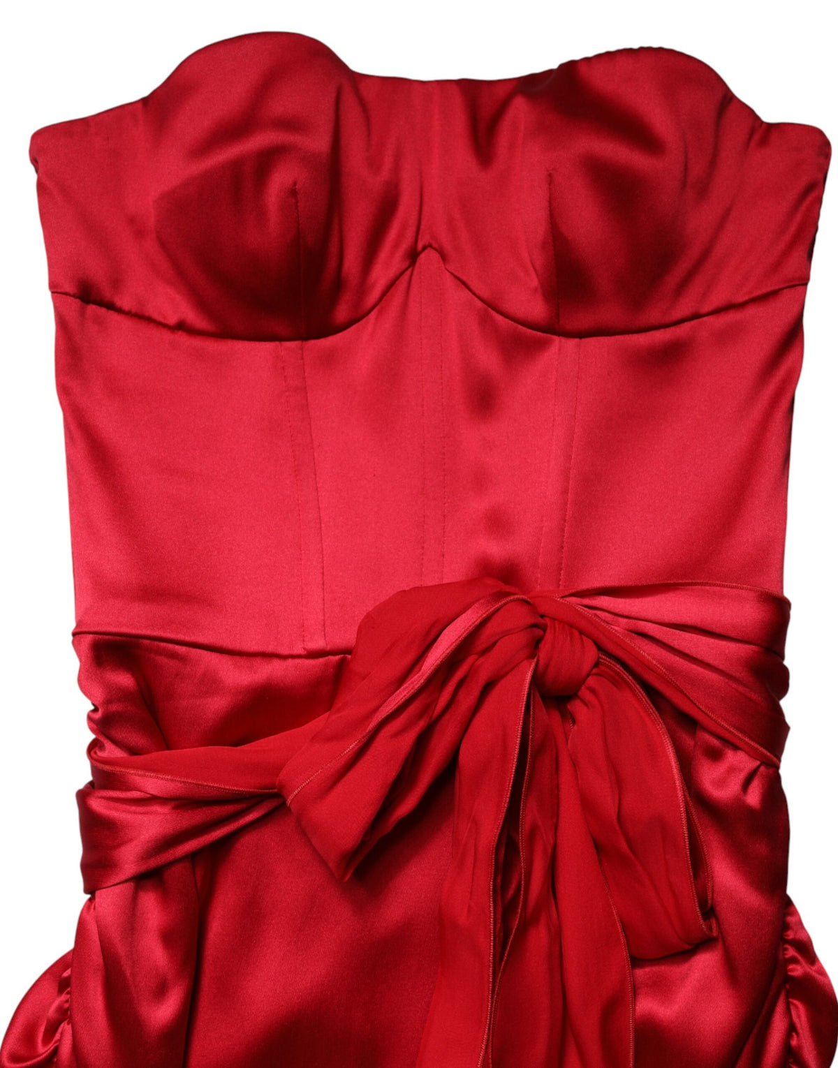 Dolce & Gabbana Red Silk Strapless Sheath Long Gown Women's Dress (Pre-Owned)