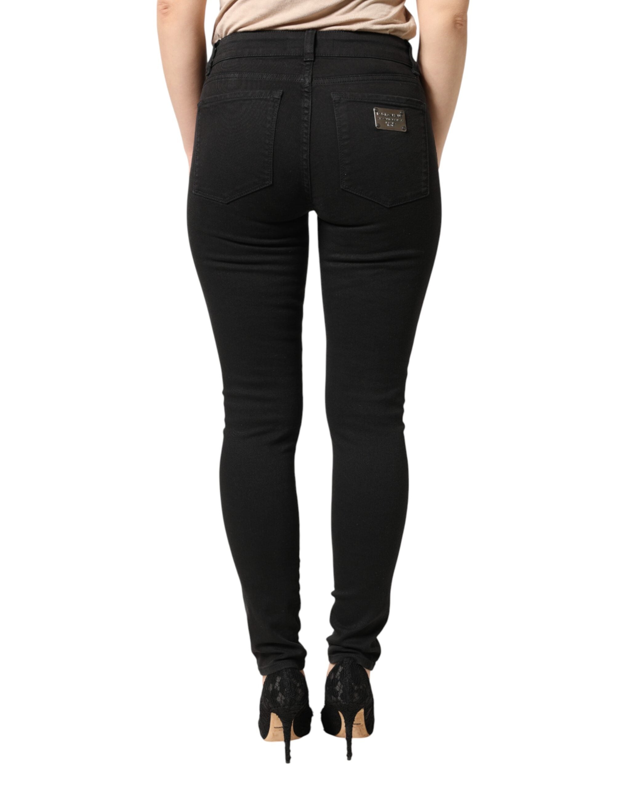 Dolce & Gabbana Black Cotton Stretch Skinny Denim Women's Jeans