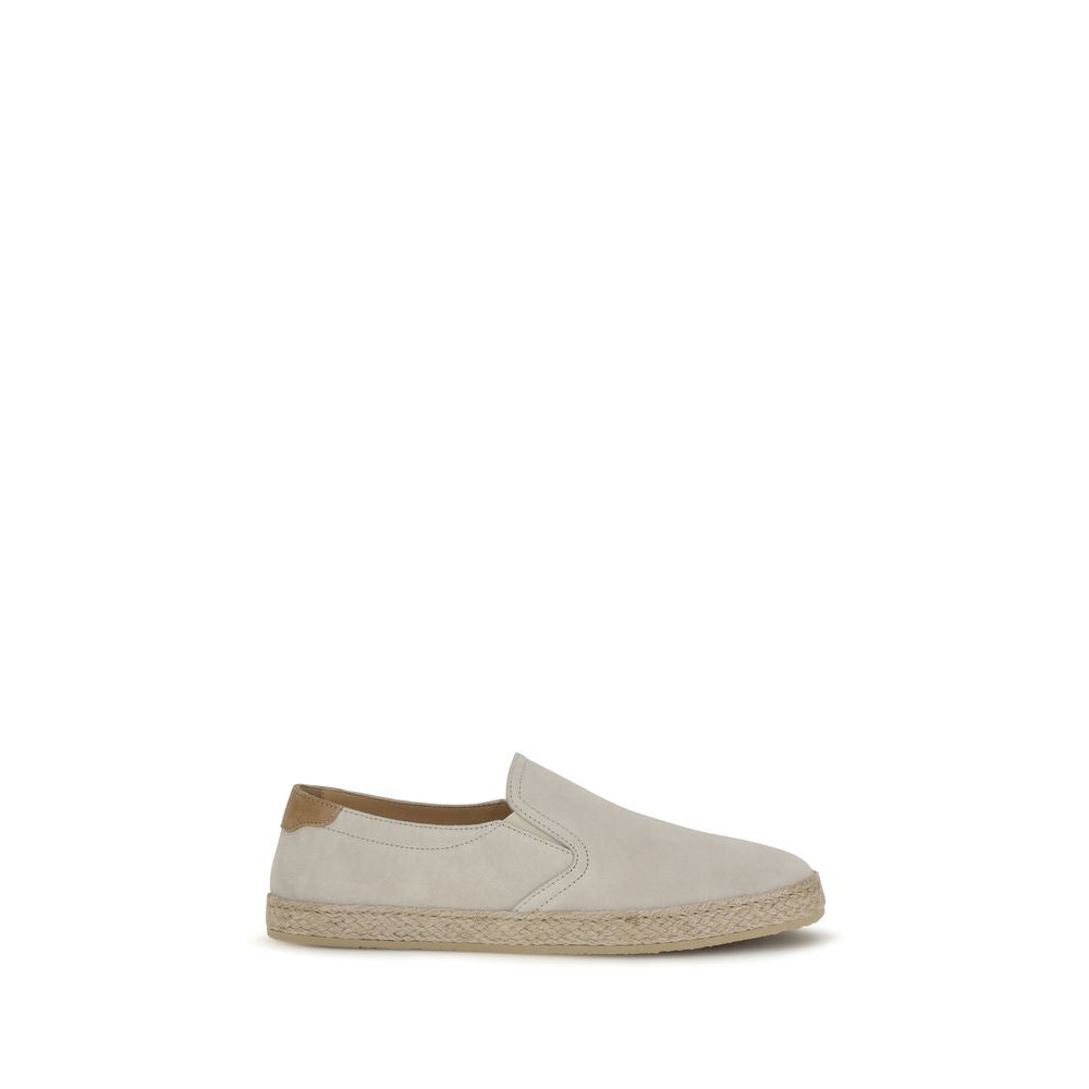Brunello Cucinelli Gray Calf Leather Bos Taurus Low Top Men's Sneakers