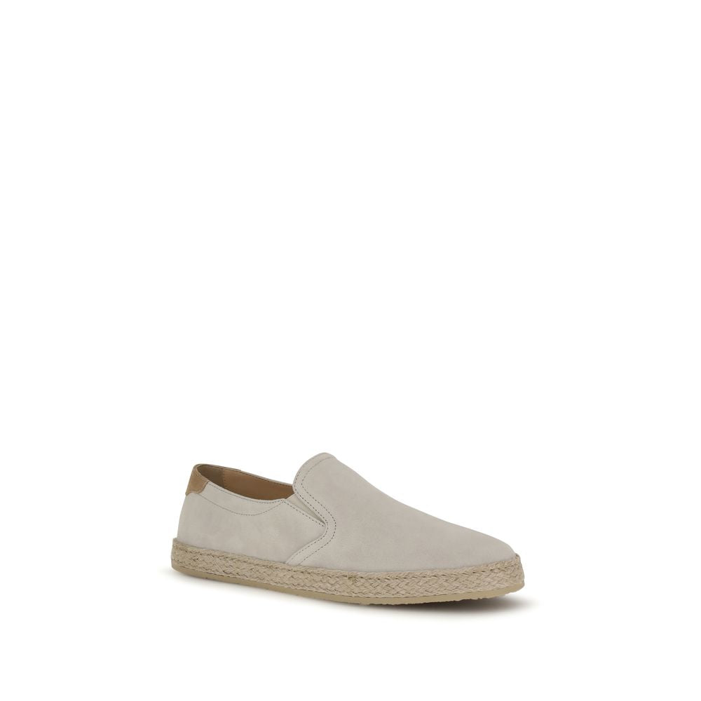 Brunello Cucinelli Gray Calf Leather Bos Taurus Low Top Men's Sneakers