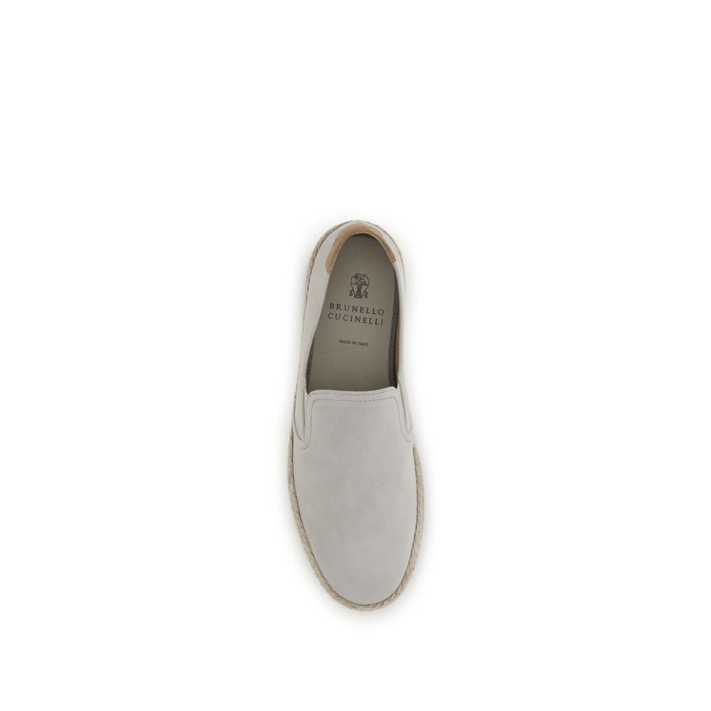 Brunello Cucinelli Gray Calf Leather Bos Taurus Low Top Men's Sneakers