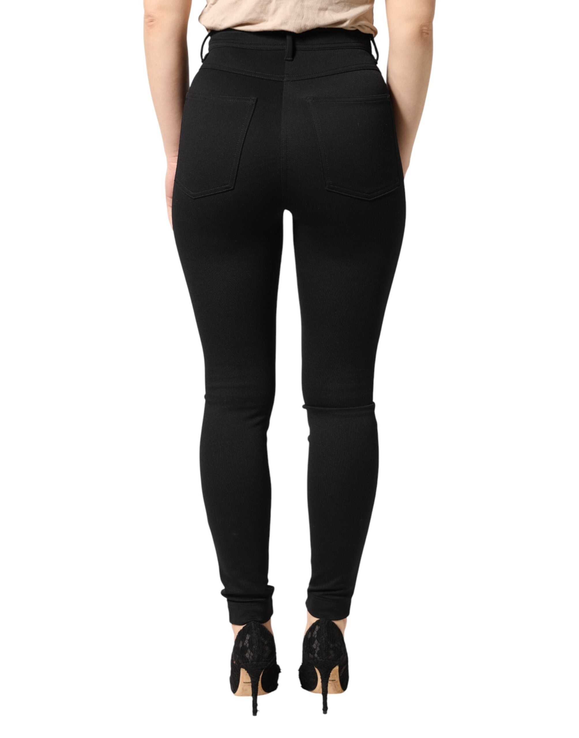 Dolce & Gabbana Black Nylon Stretch Skinny High Waist Women's Pants