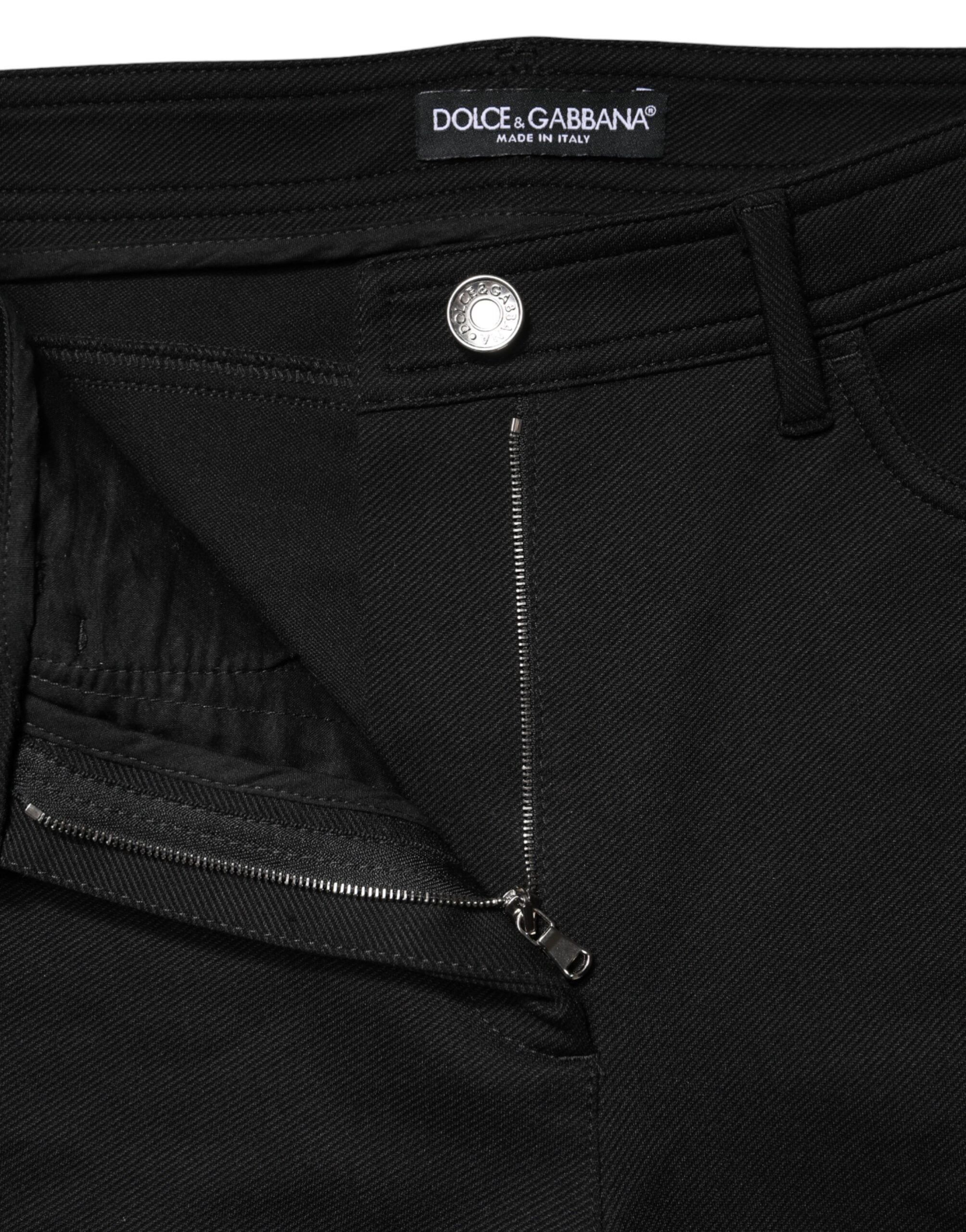 Dolce & Gabbana Black Nylon Stretch Skinny High Waist Women's Pants