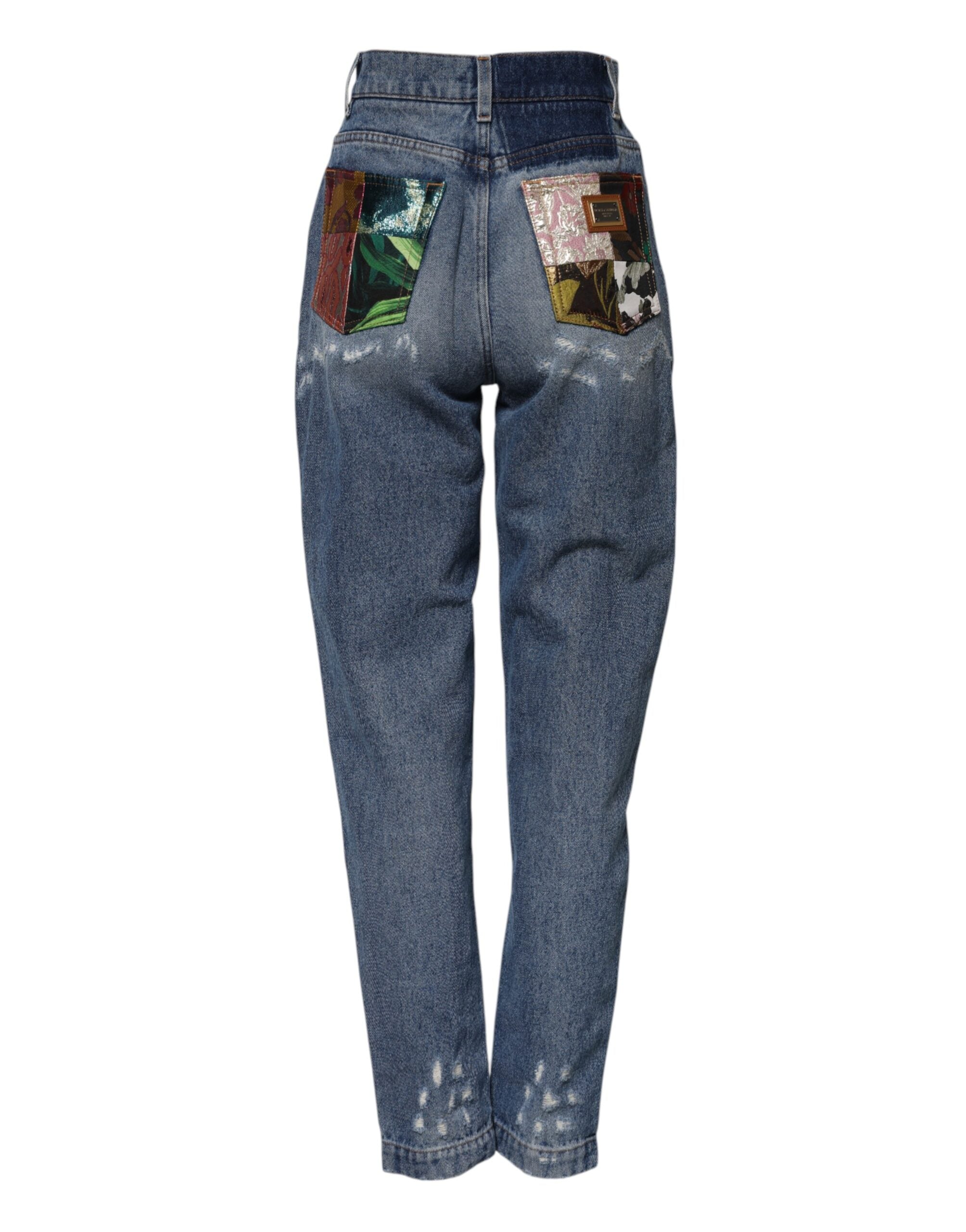 Dolce & Gabbana Blue Distressed Cotton AMBER Denim Women's Jeans (Pre-Owned)