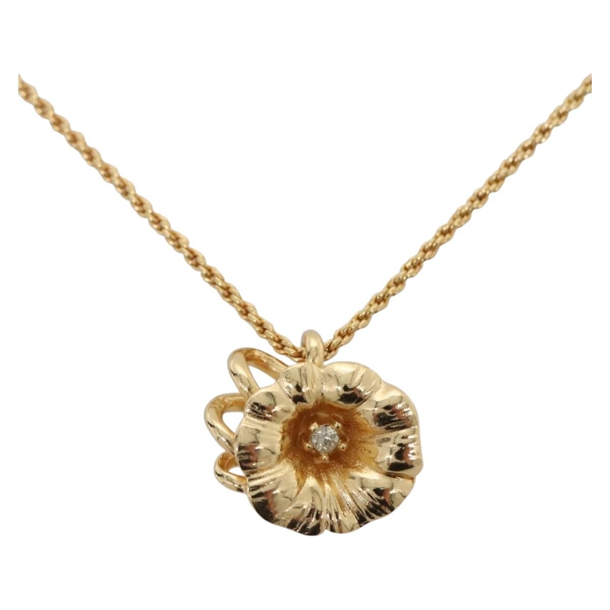 Christian Dior Logo Flower Metal Gold Metal Jewelry (Pre-Owned)