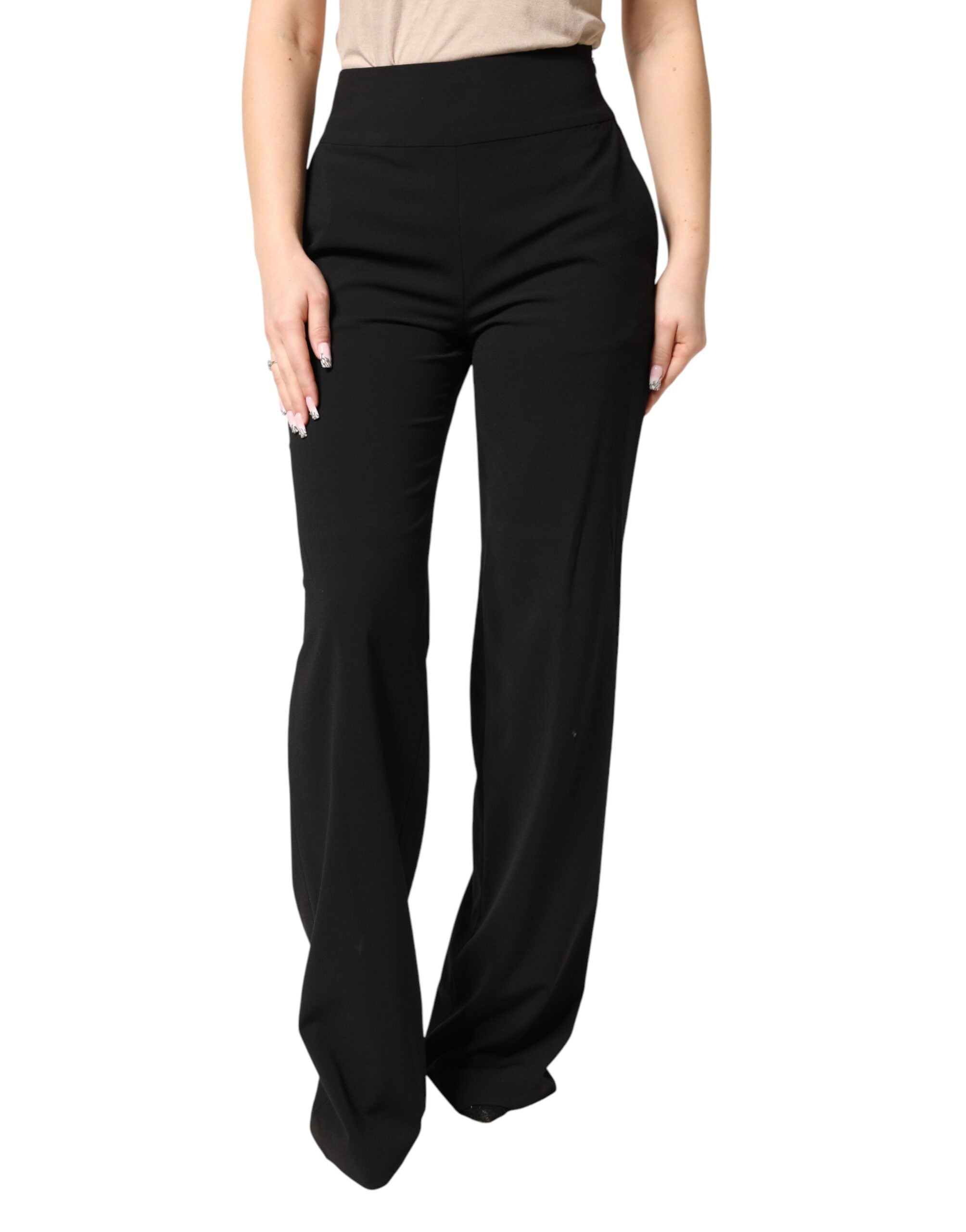 Just Cavalli Black High Waist Straight Trouser Formal Women's Pants