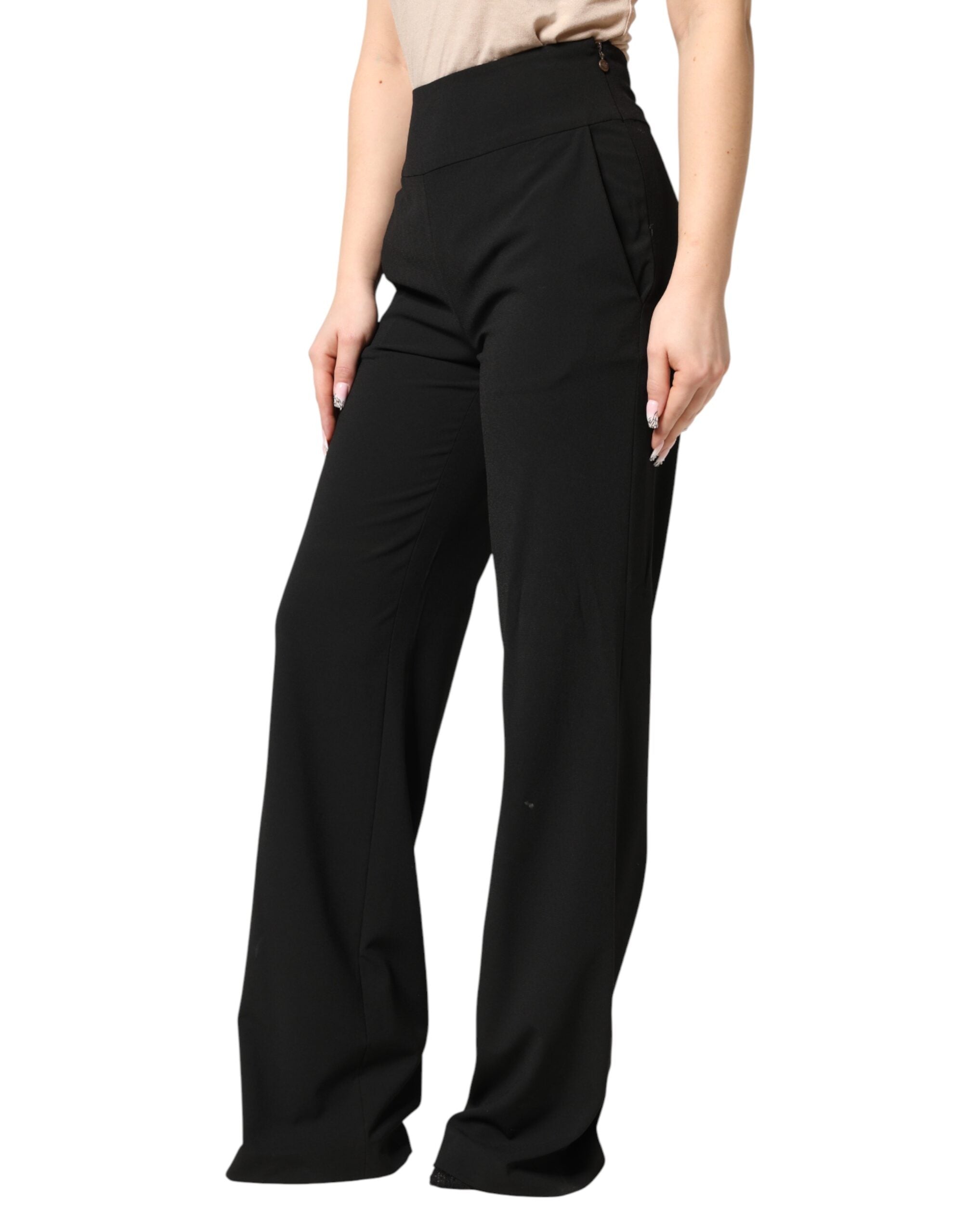 Just Cavalli Black High Waist Straight Trouser Formal Women's Pants