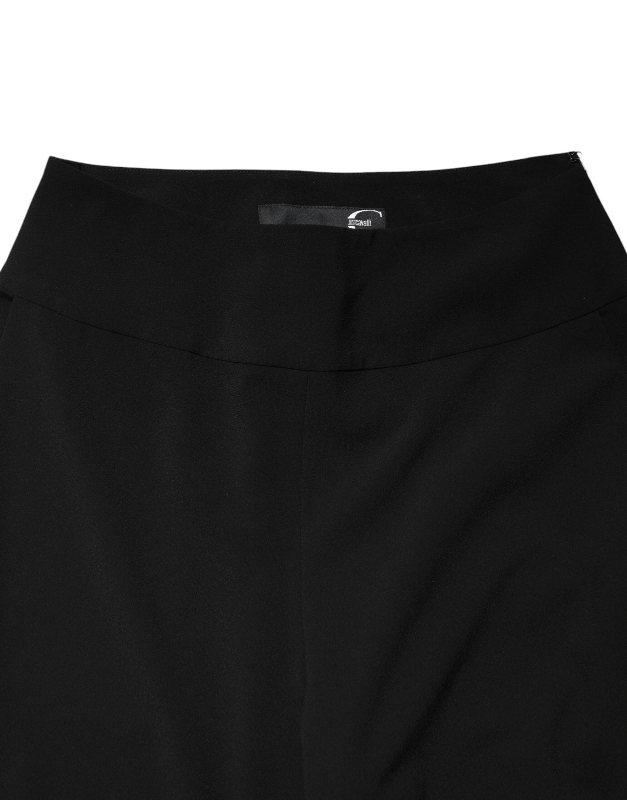 Just Cavalli Black High Waist Straight Trouser Formal Women's Pants