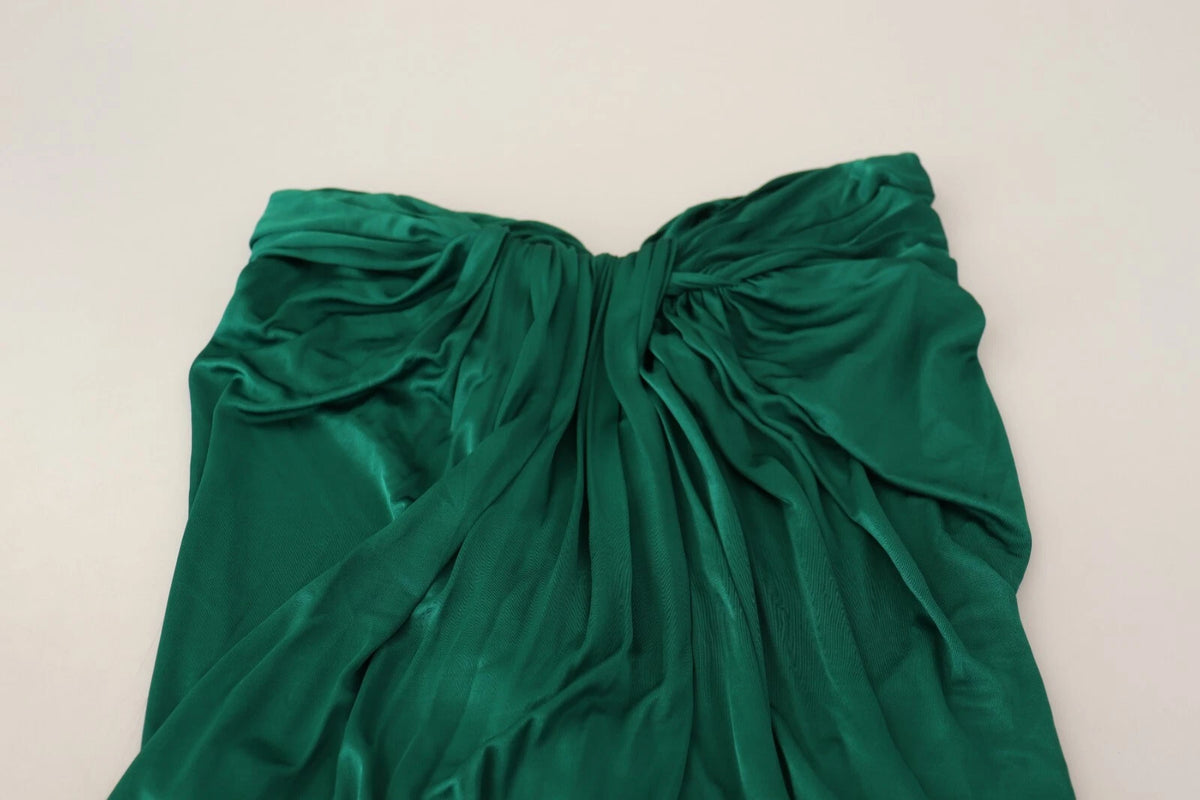 Dolce & Gabbana Dark Green High Waist Midi Skirt Pencil Cut Women's Pleated (Pre-Owned)