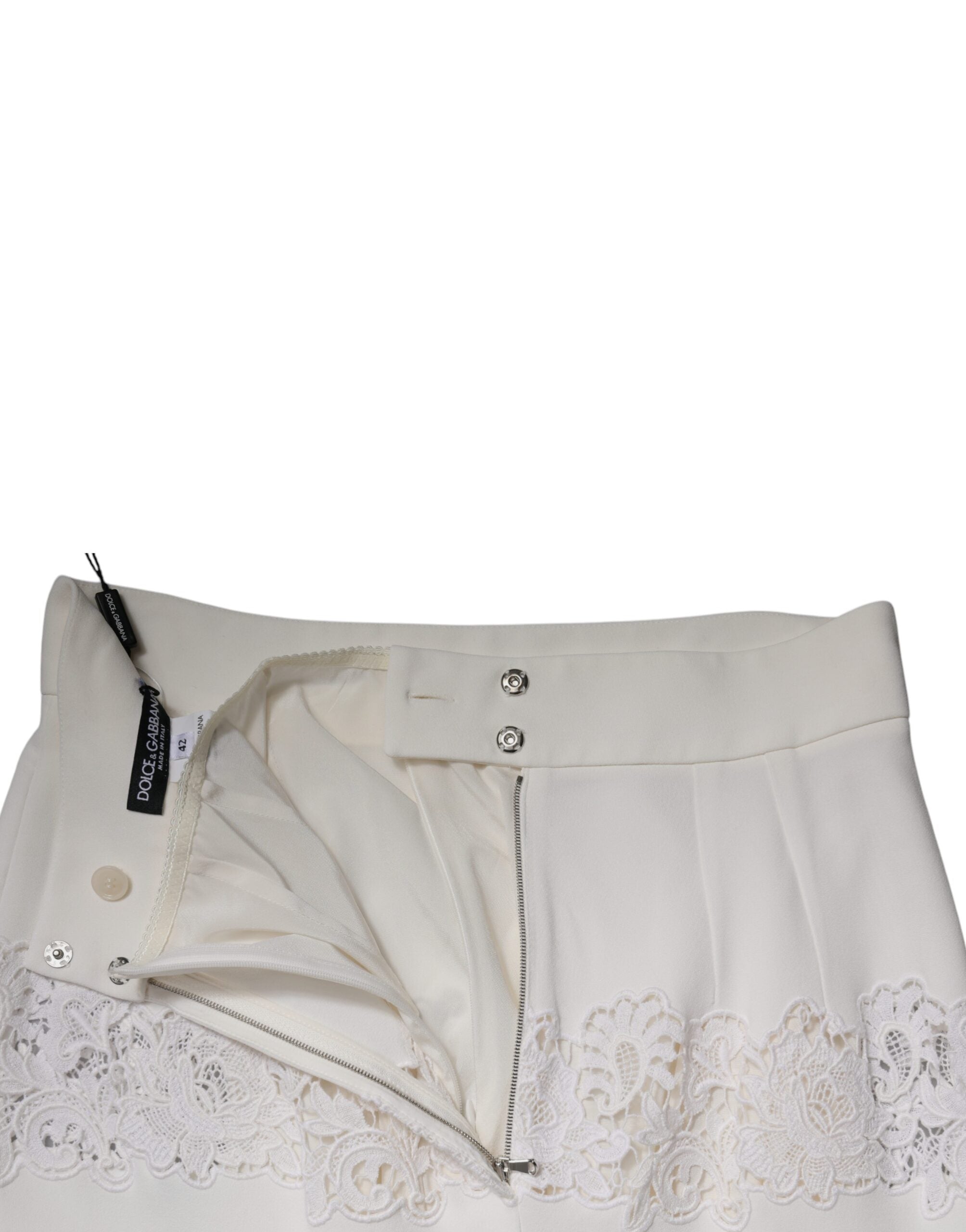 Dolce & Gabbana White Floral Lace High Waist Pencil Cut Women's Skirt (Pre-Owned)