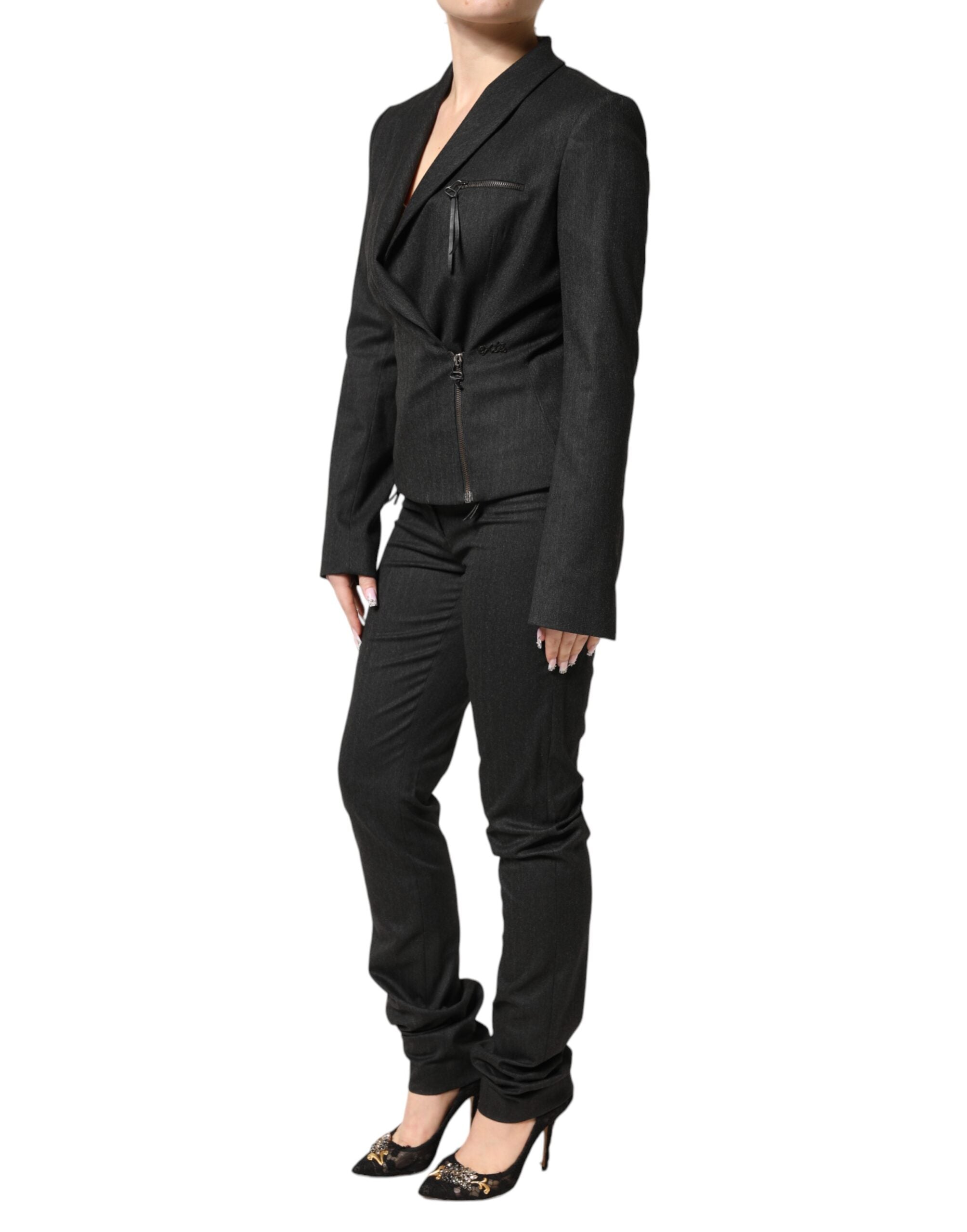 Exte Black Double Breasted Pants Blazer Jacket 2 Piece Women's Suit