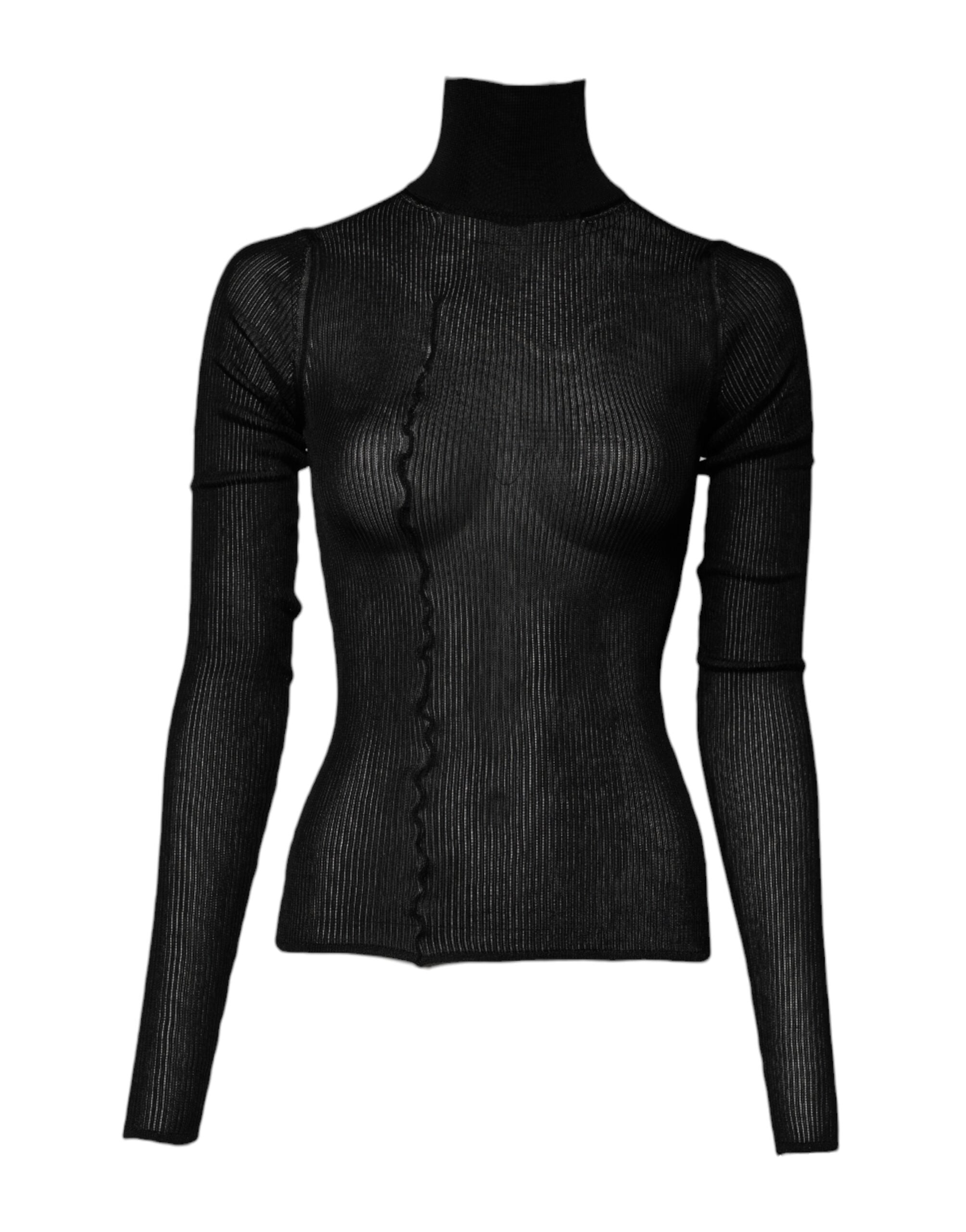 Dolce & Gabbana Black Viscose Turtle Neck Pullover Women's Top (Pre-Owned)