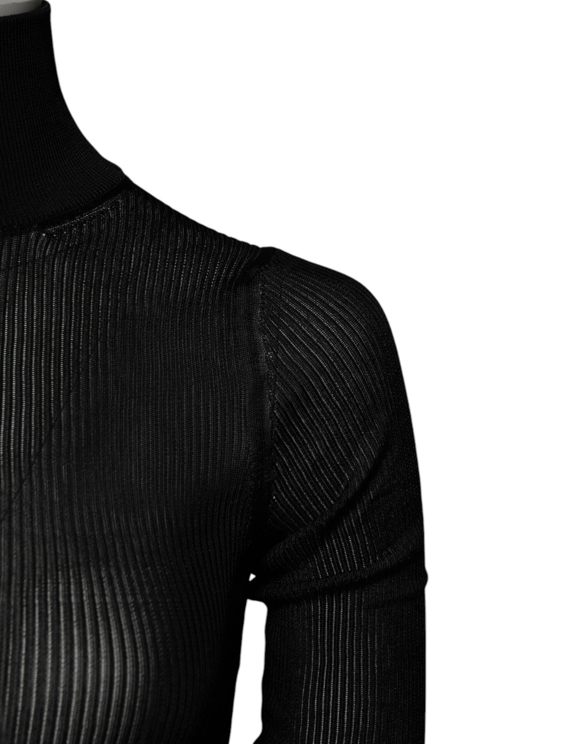 Dolce & Gabbana Black Viscose Turtle Neck Pullover Women's Top (Pre-Owned)