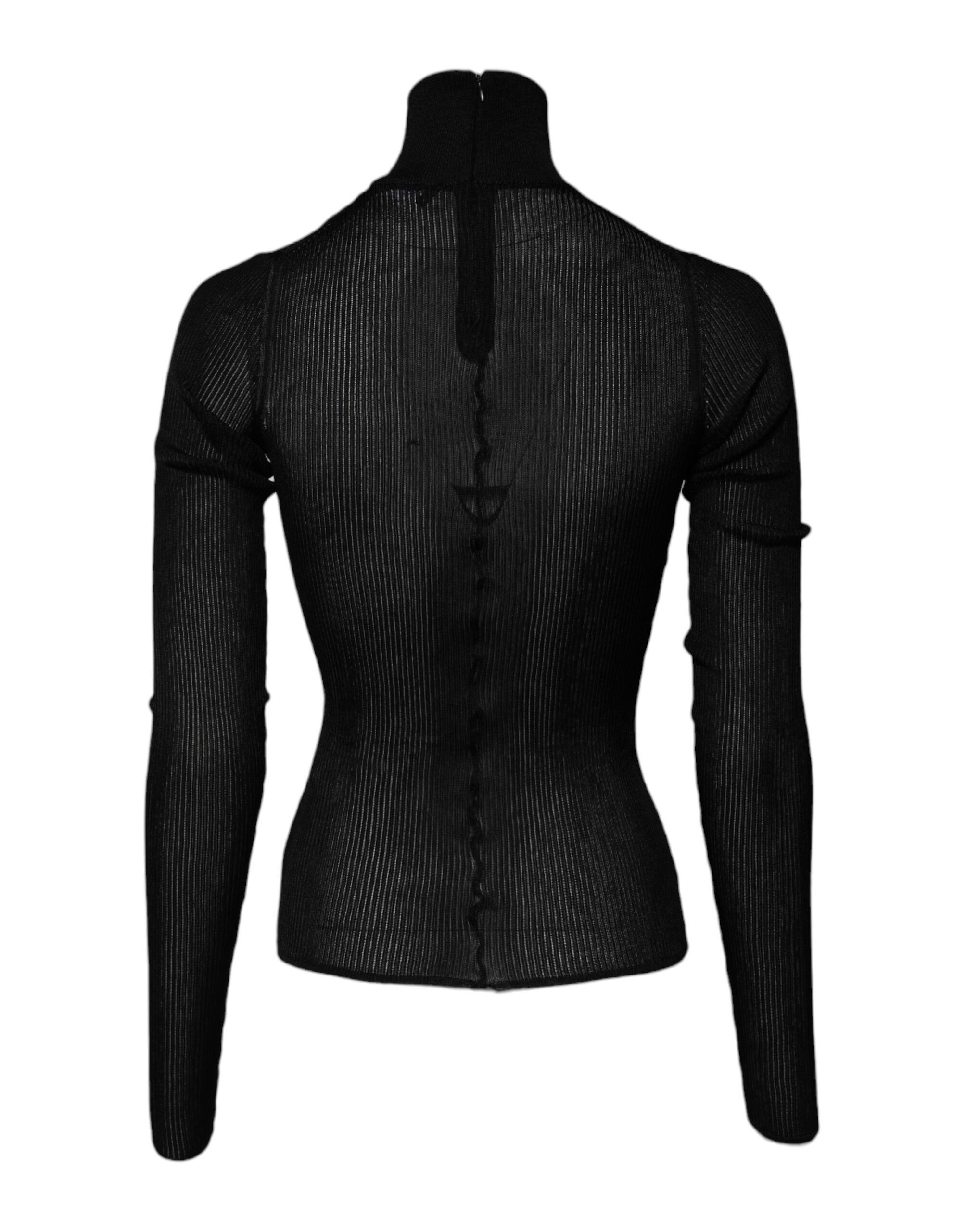 Dolce & Gabbana Black Viscose Turtle Neck Pullover Women's Top (Pre-Owned)