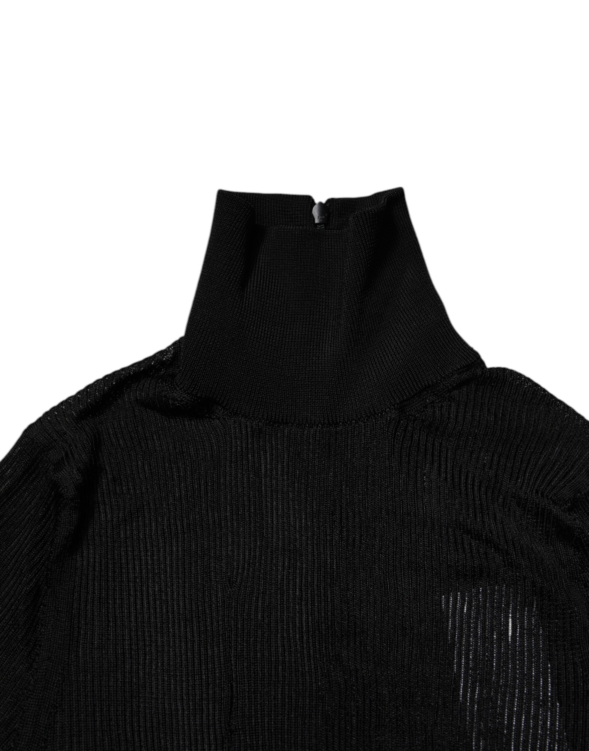 Dolce & Gabbana Black Viscose Turtle Neck Pullover Women's Top (Pre-Owned)