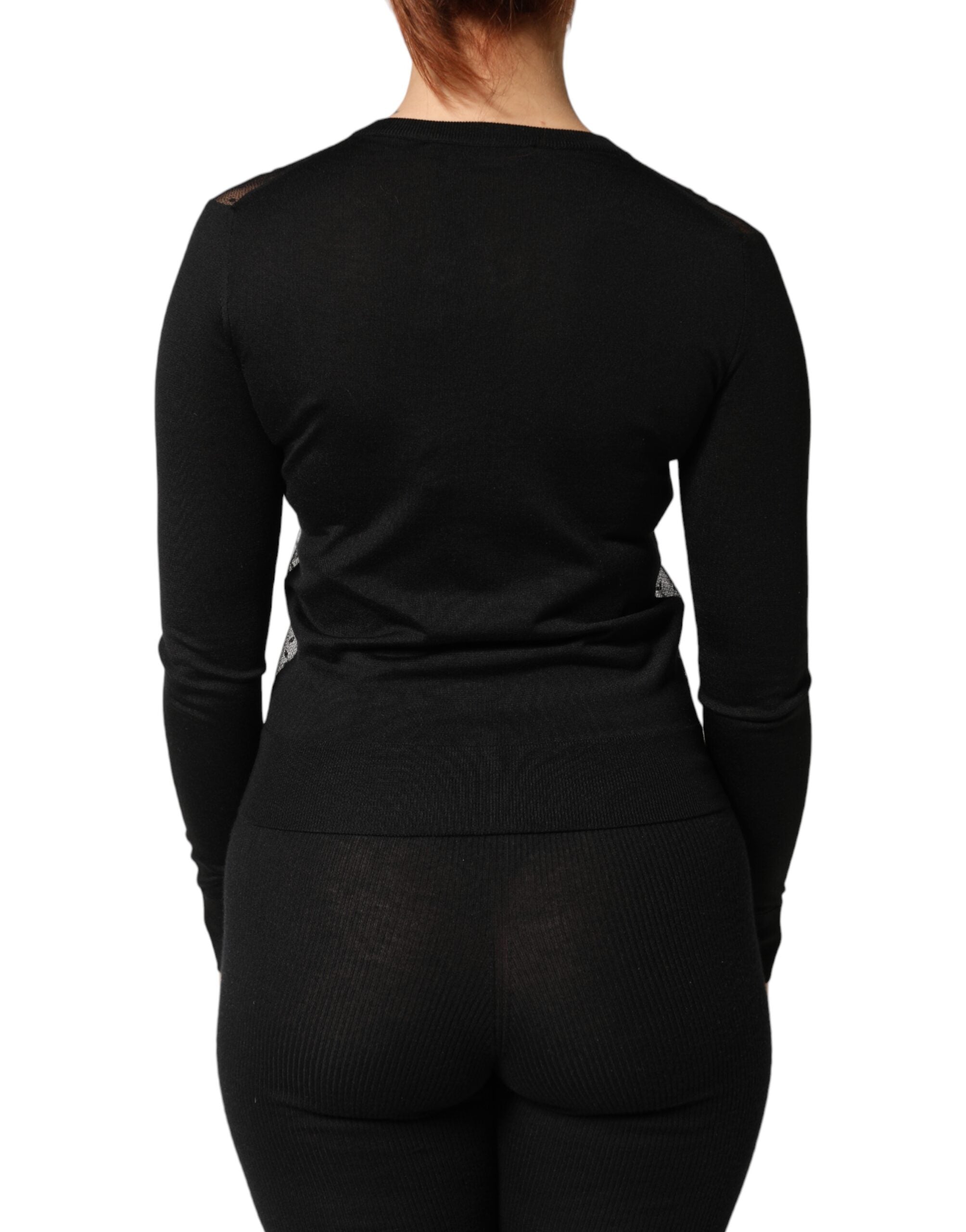Dolce & Gabbana Black Sheer Button Down Cardigan Women's Sweater