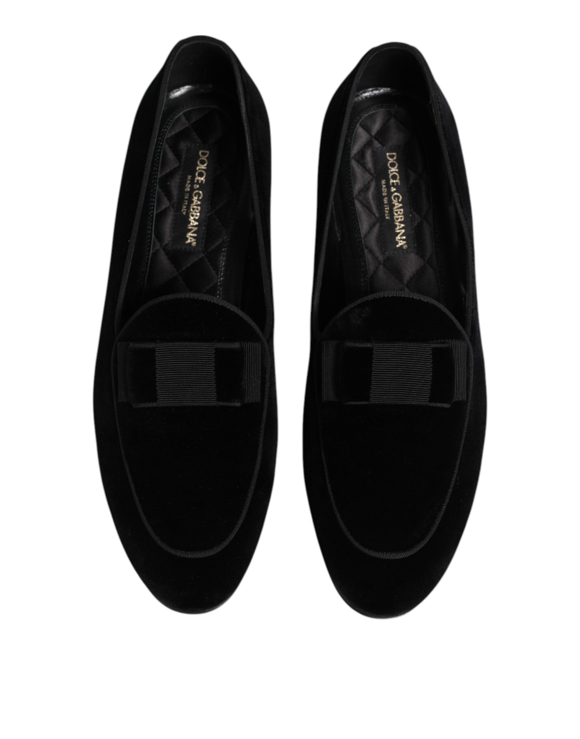 Dolce & Gabbana Black Velvet Slip On Loafers Formal Men Men's Shoes (Pre-Owned)