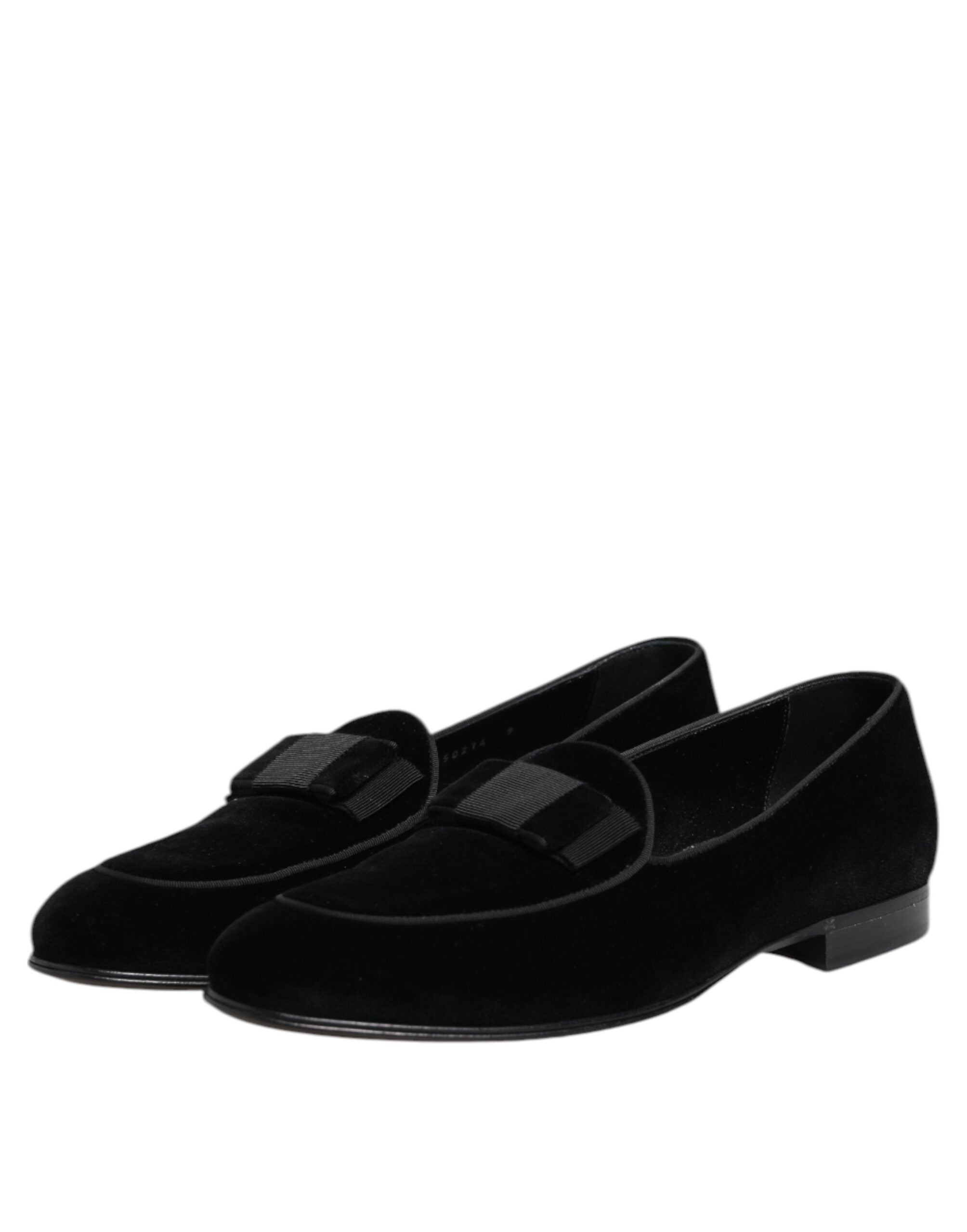 Dolce & Gabbana Black Velvet Slip On Loafers Formal Men Men's Shoes (Pre-Owned)