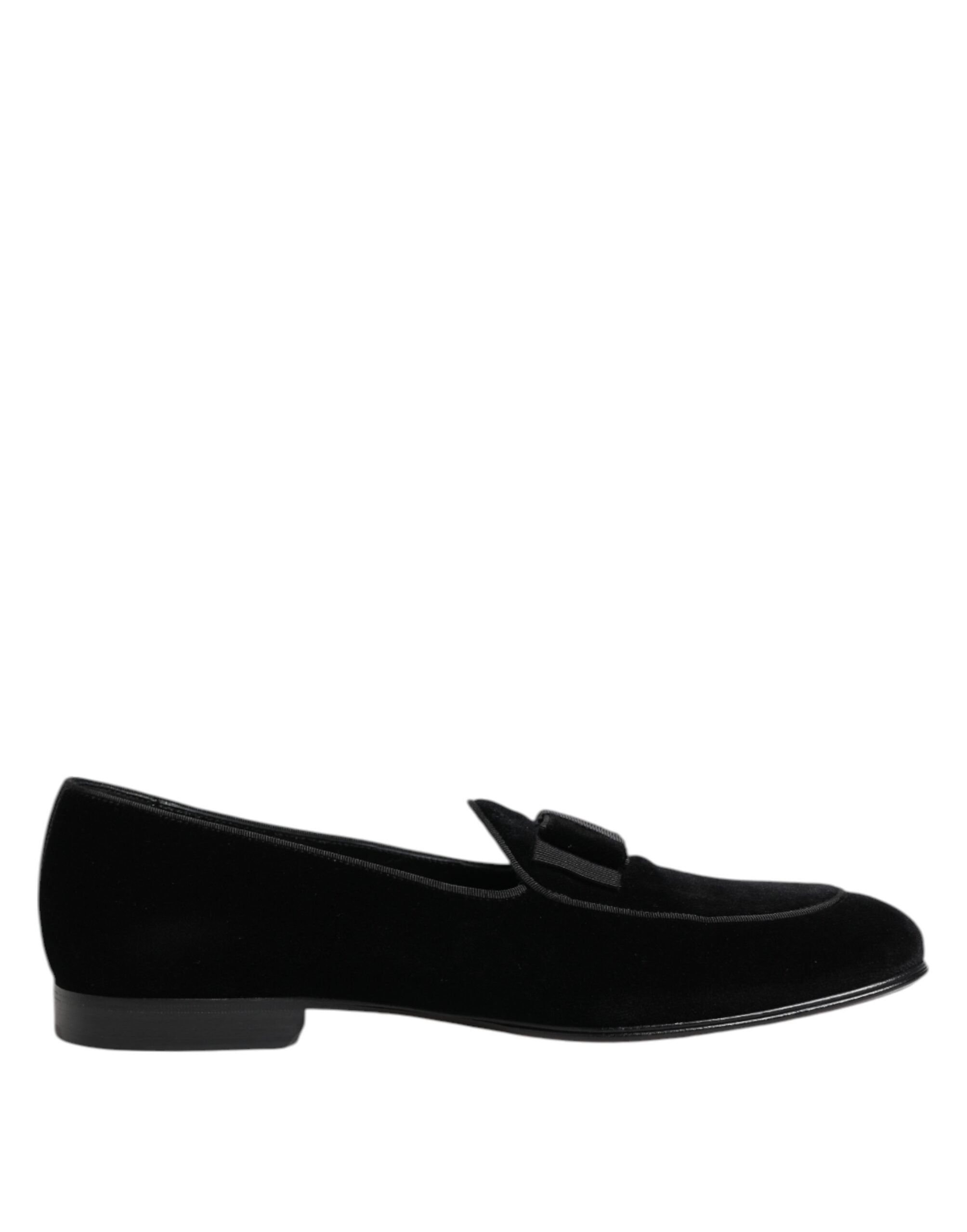 Dolce & Gabbana Black Velvet Slip On Loafers Formal Men Men's Shoes (Pre-Owned)