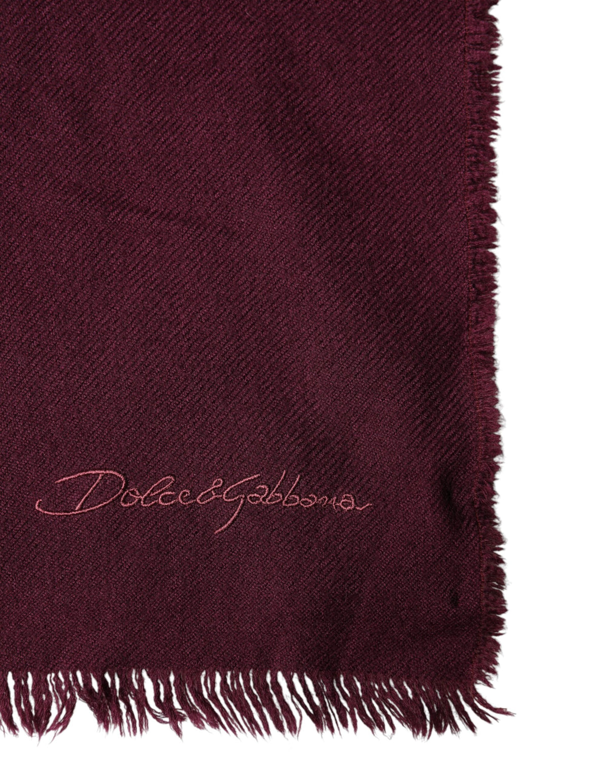 Dolce & Gabbana Maroon Cashmere Fringes Neck Wrap Shawl Men's Scarf